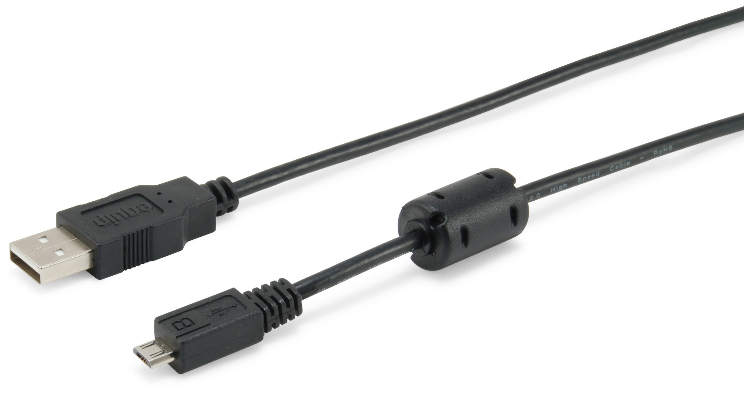 Equip Kabel USB-A2.0->Micro-B Ferrit St/St 1.00m schwarz Polybeutel