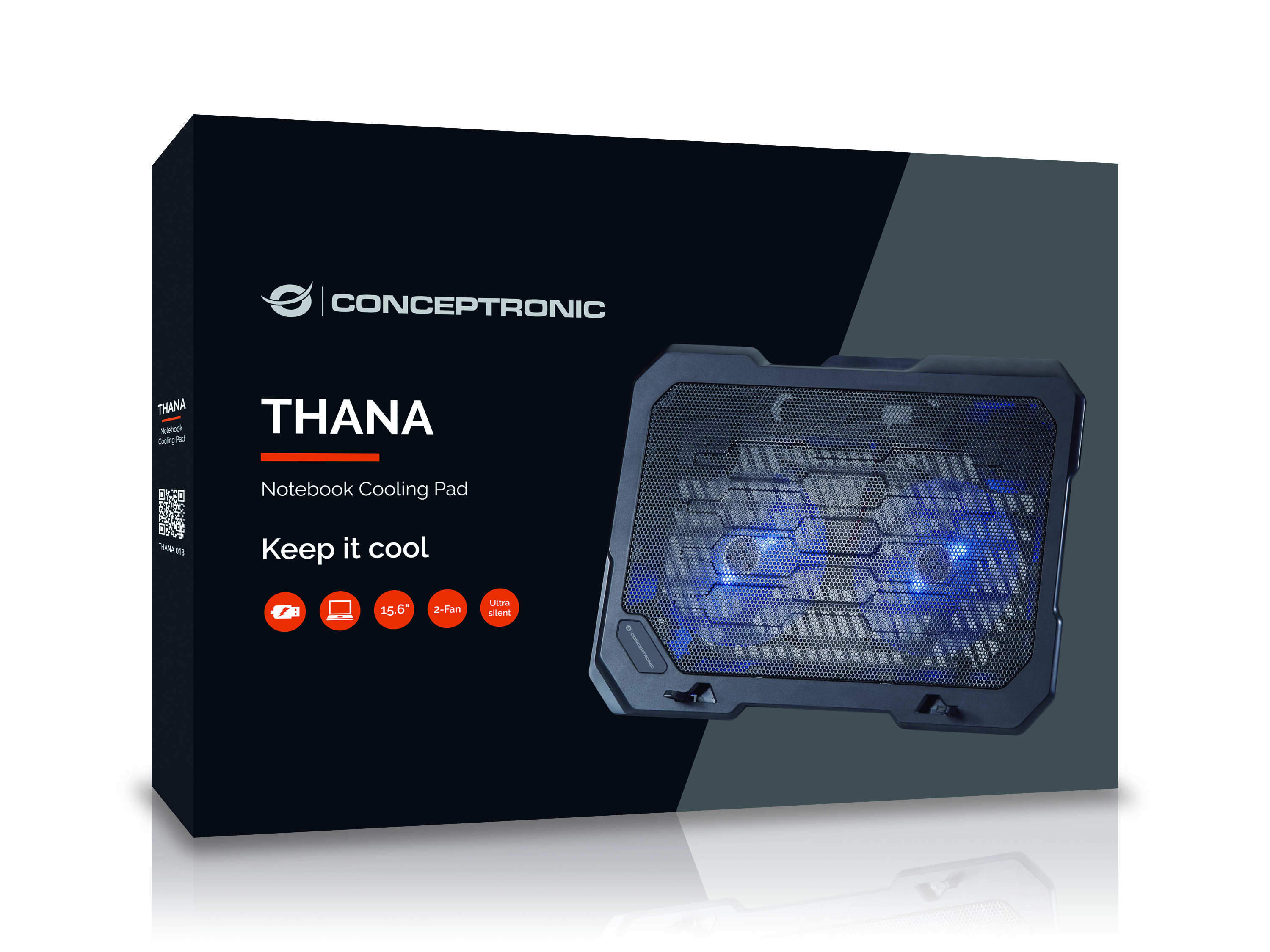 CONCEPTRONIC 2-Fan USB-A2.0 Laptop-Kühlpad 25Kg 15.6 sw