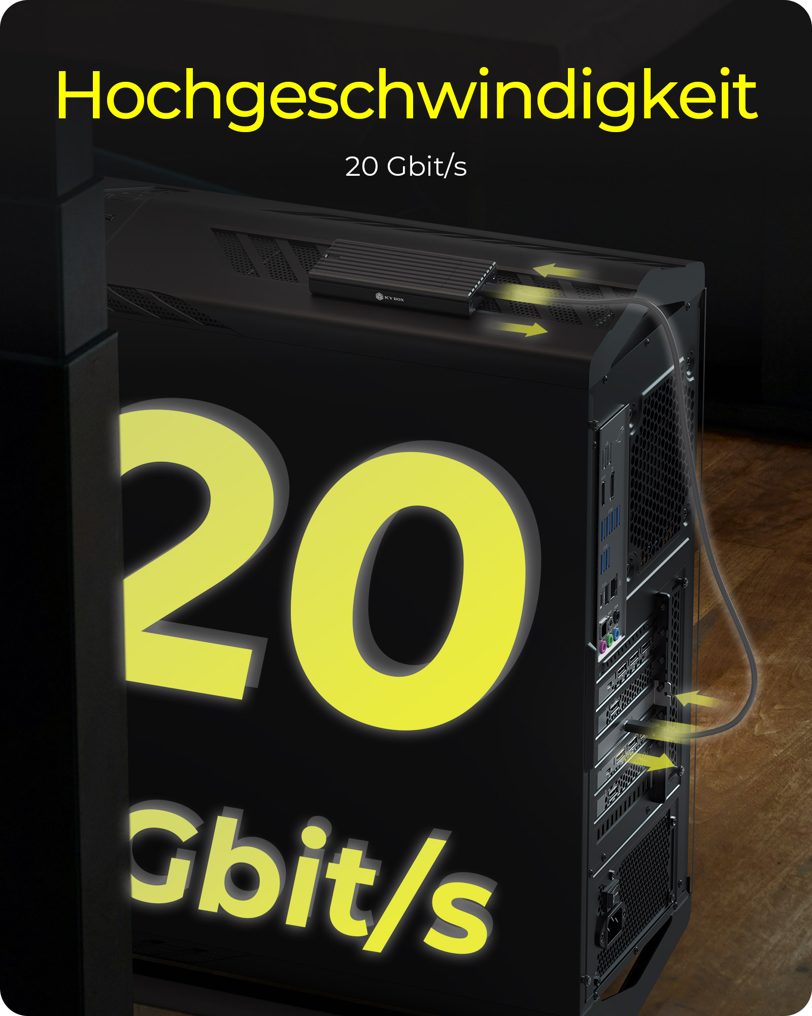 Adapter IcyBox USB 20 Gbit/s von Type-E Port