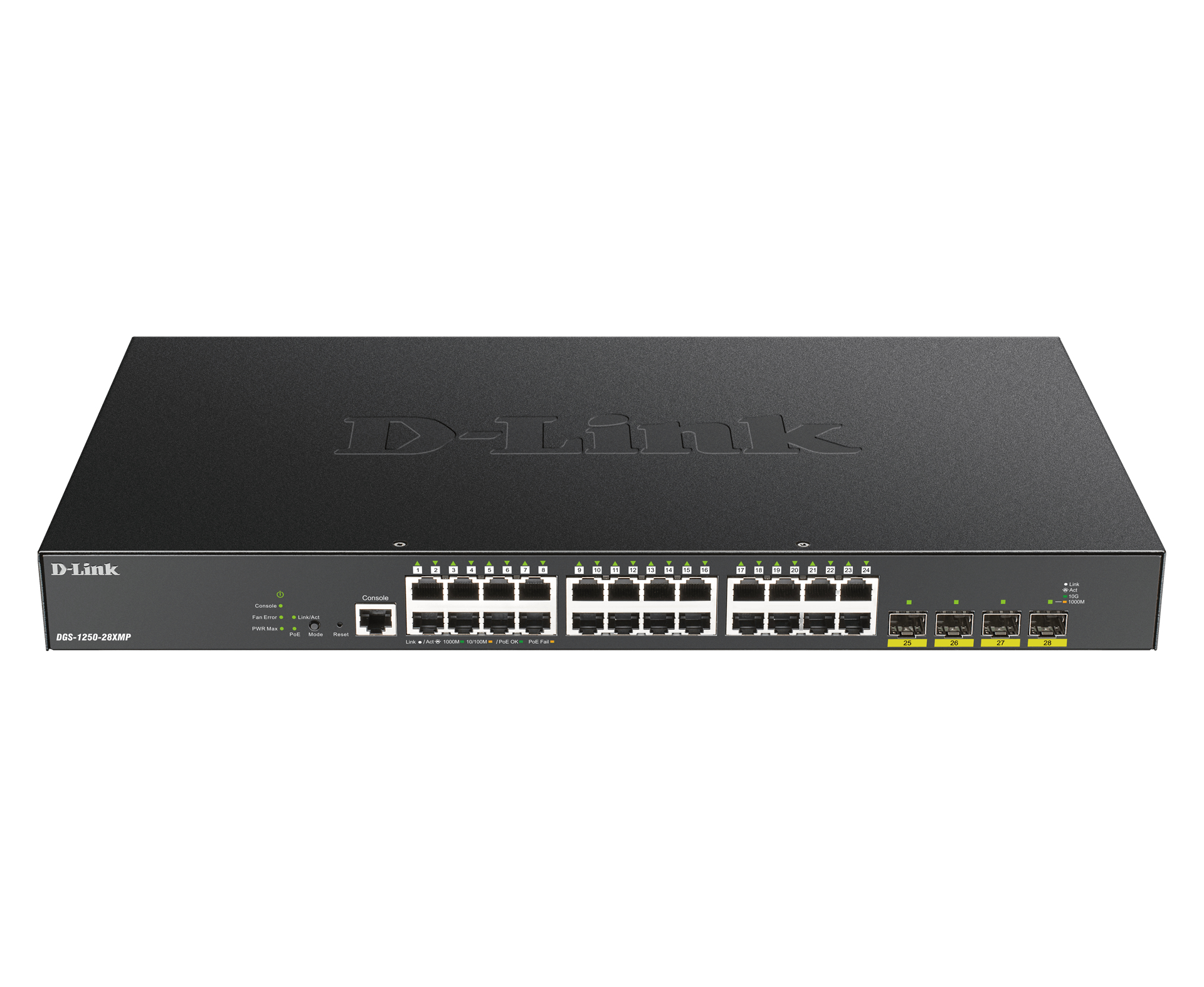 D-LINK DGS-1250-28XMP/E 28-Port Smart Managed PoE+ Gigabit Switch 24x 10/100/1000BASE-T PoE 4x 10-Gigabit-Port (SFP+)