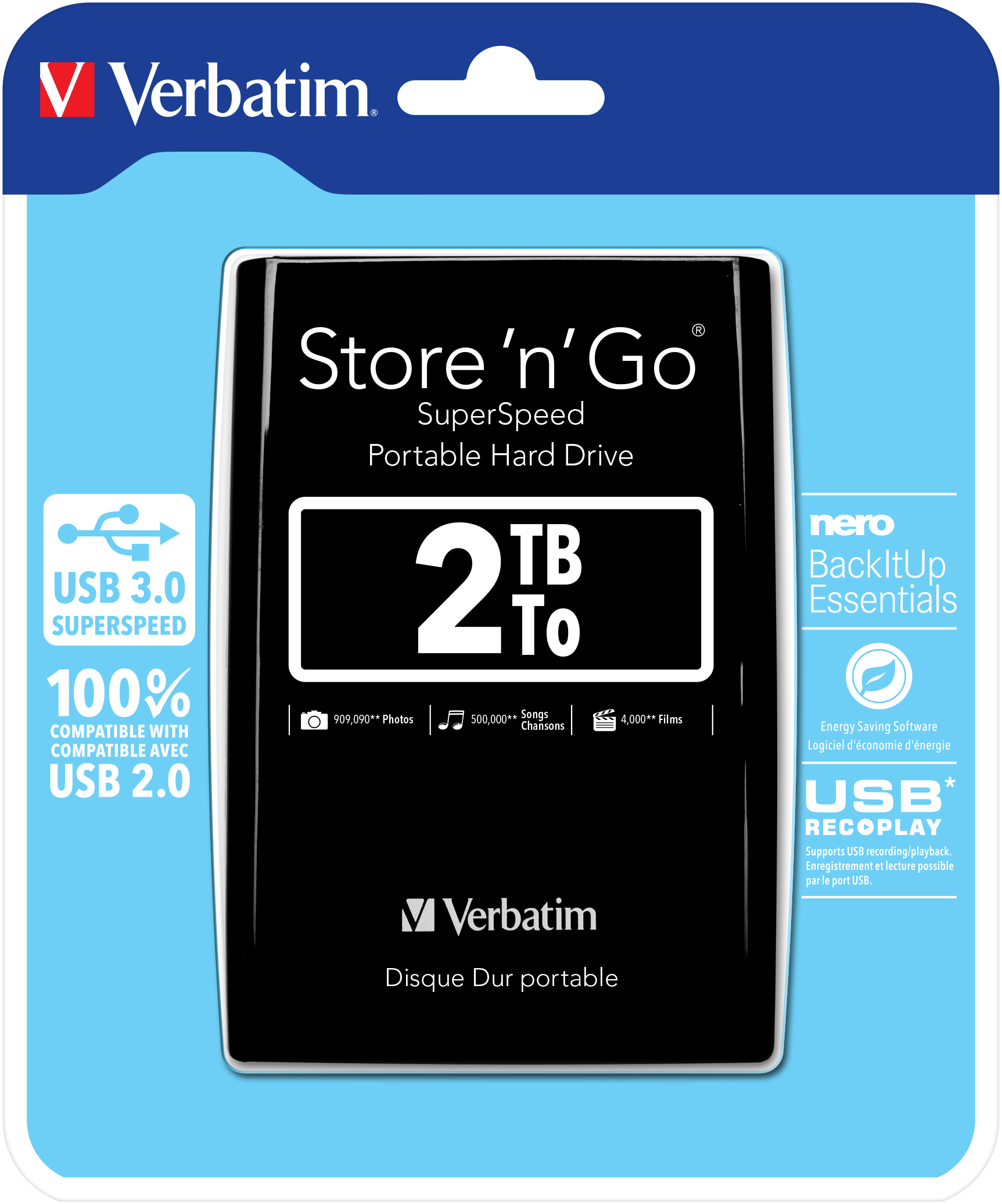 Verbatim Store n Go 2,5 2TB USB 3.0 schwarz 53177