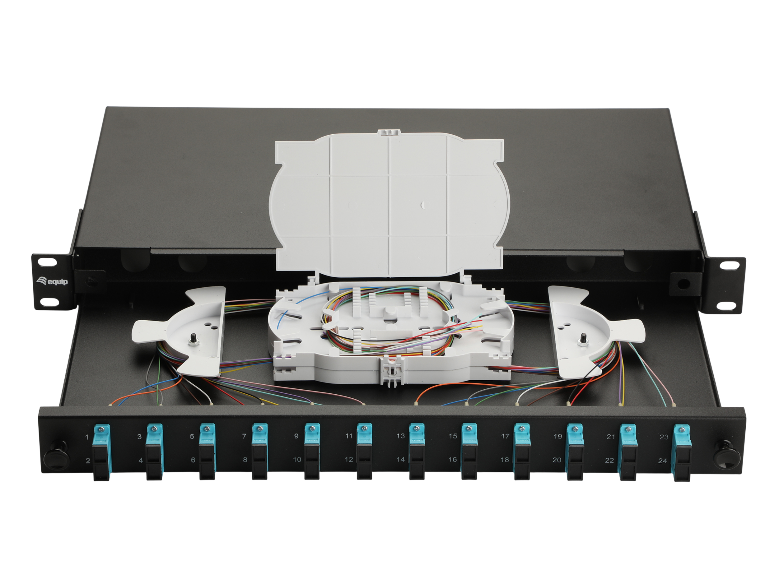 Equip LWL-Spleißkasten 12-Port SC-Duplex OM3 1U komplett sw