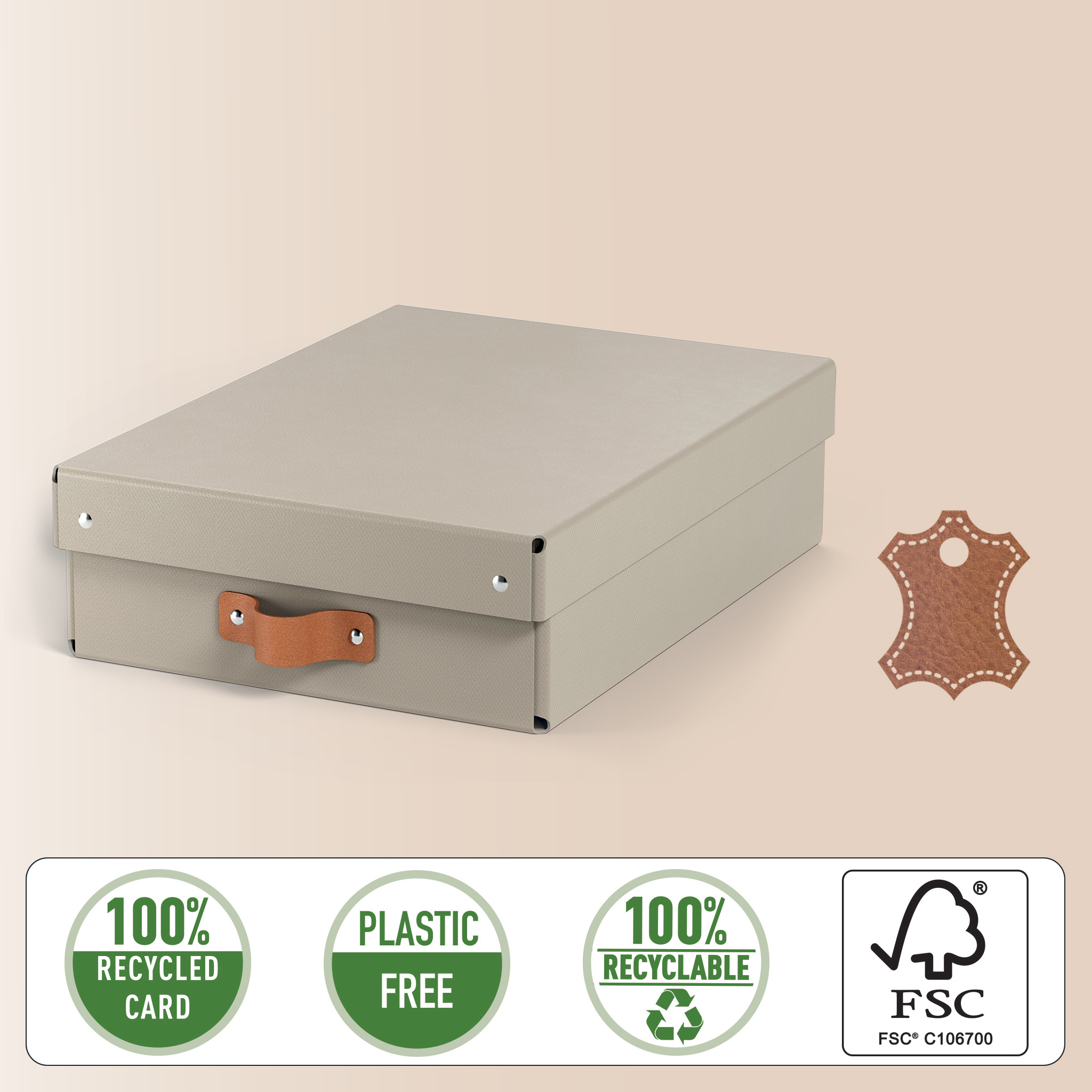 LEITZ Puro Aufbewahrungsboxen 8,0 l beige 27,0 x 37,0 x 10,0 cm, 2 St.