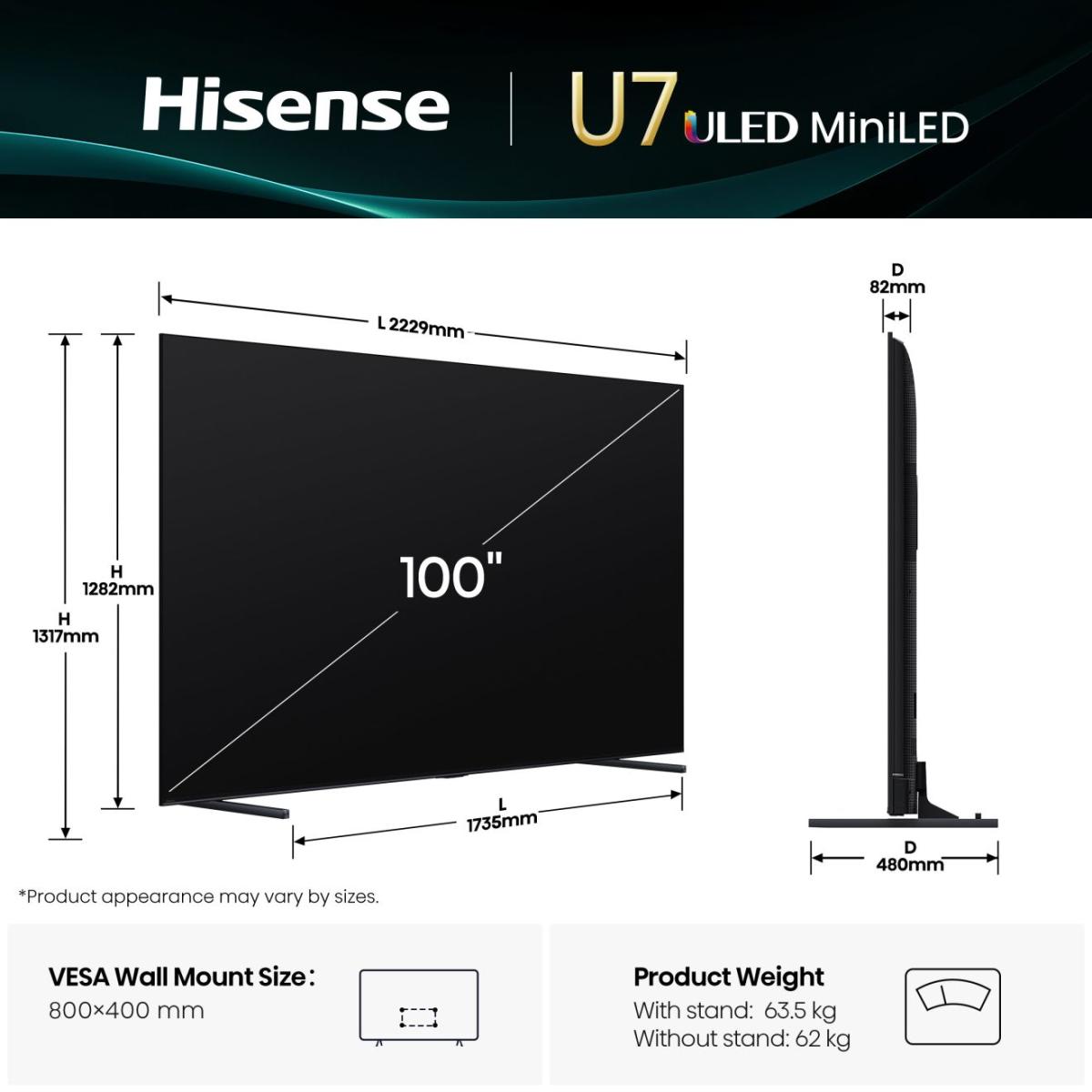 100U7Q, LED-Fernseher