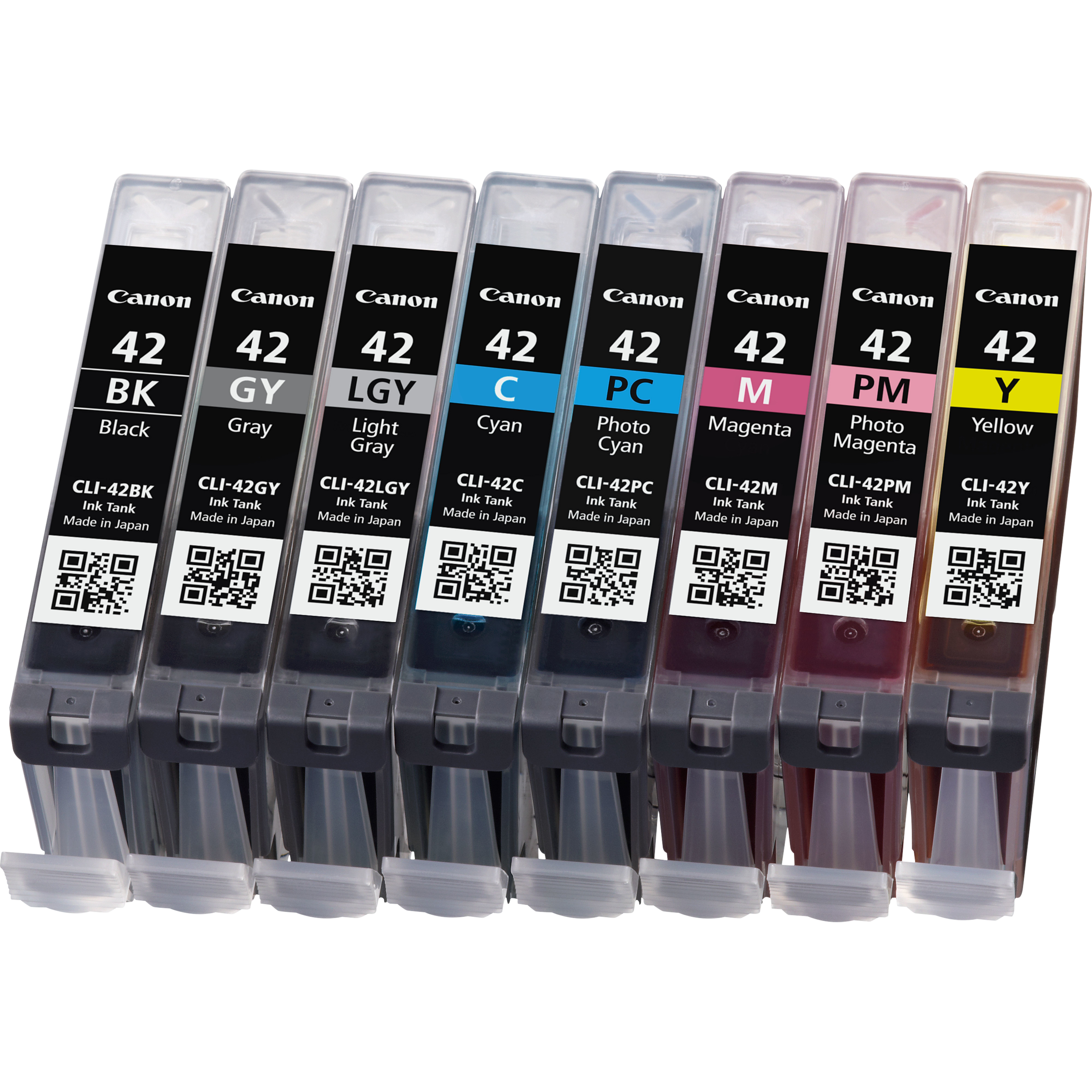 Canon CLI-42 BK/C/M/Y/PC/PM/GY/LGY schwarz, cyan, magenta, gelb, Foto cyan, Foto magenta Druckerpatronen, 8er-Set