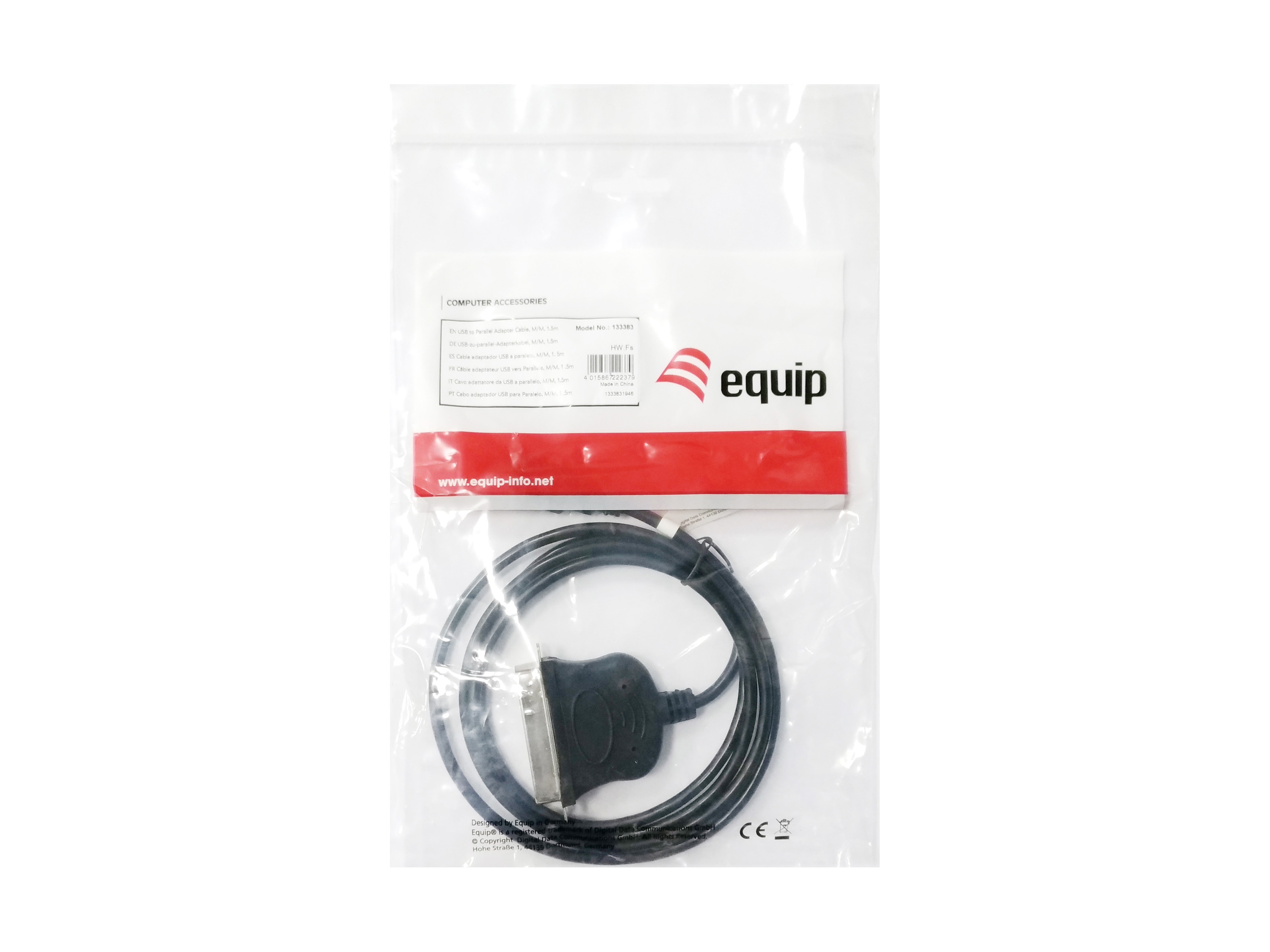 Equip Adapter USB-A->Centronics IEEE1284 36Pin St/St 1.50m Polybeutel
