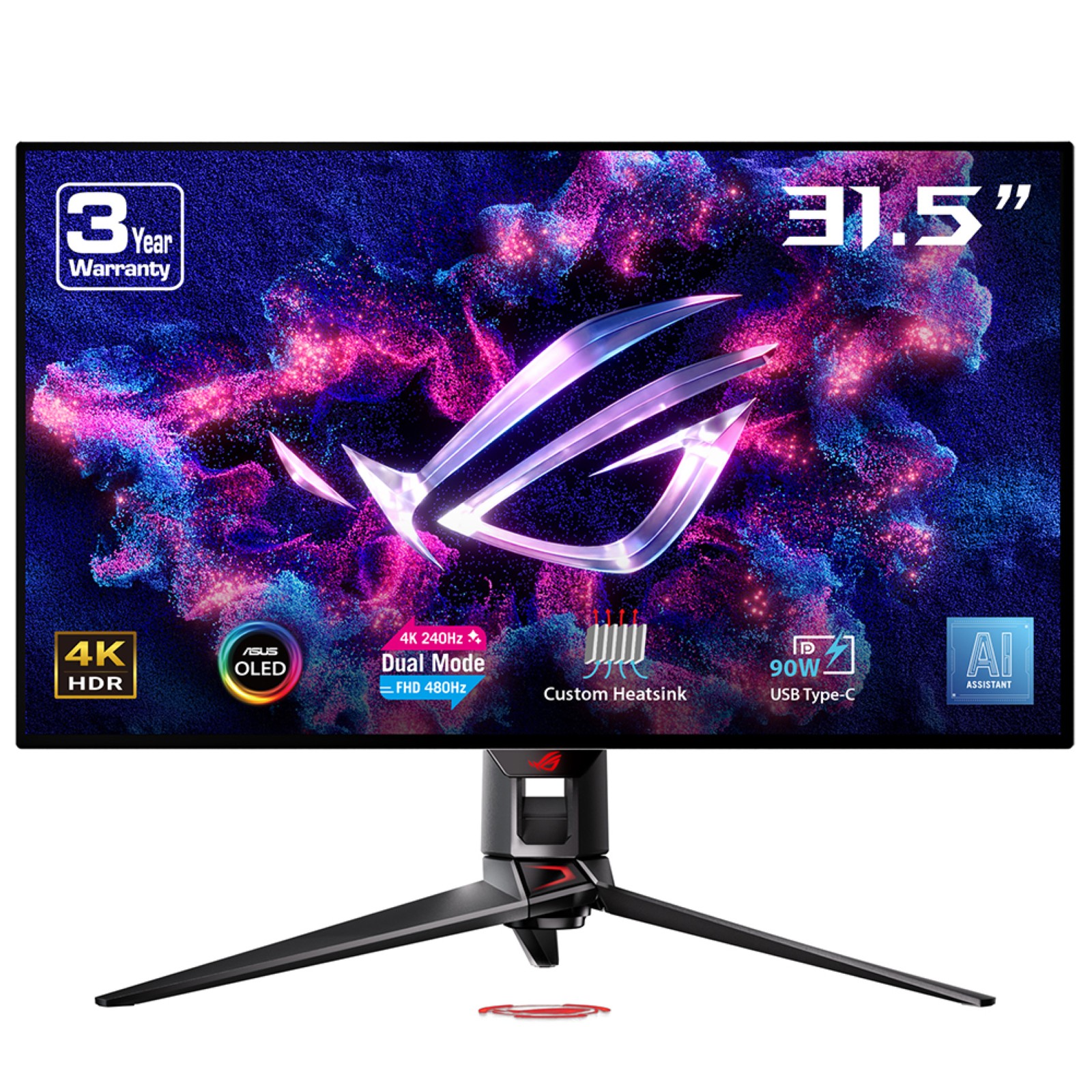 ASUS ROG Swift OLED PG32UCDP 80,01cm 31,5Zoll WOLED UHD 16:9 240Hz 450cd/m2 0.03ms 2xHDMI DP USB-C USB hub 3xUSB 3.2 G1 Type-A Black
