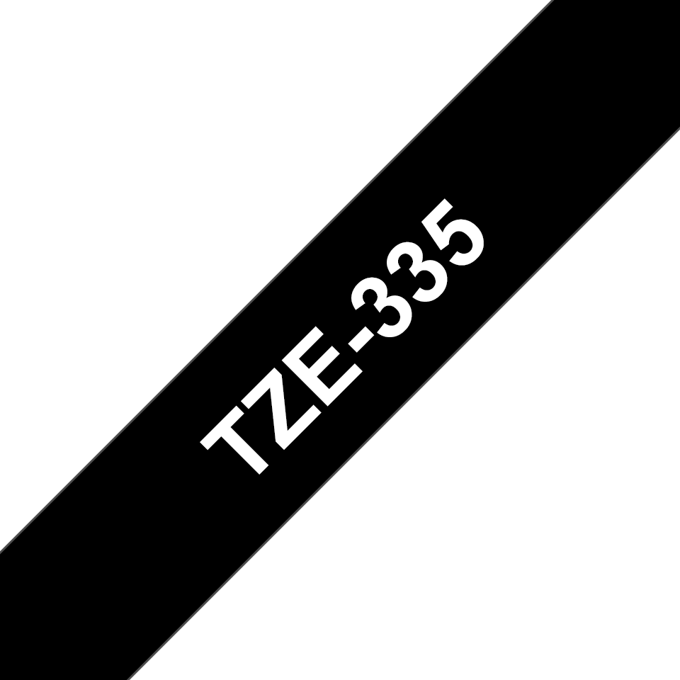 TZE-335 LAMINATED TAPE 12MM 8M WHITE ON BLACK