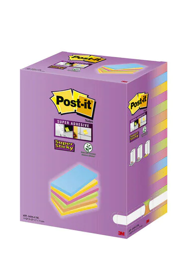 Post-it® Super Sticky Notes Carnival Haftnotizen extrastark farbsortiert, 16 Blöcke