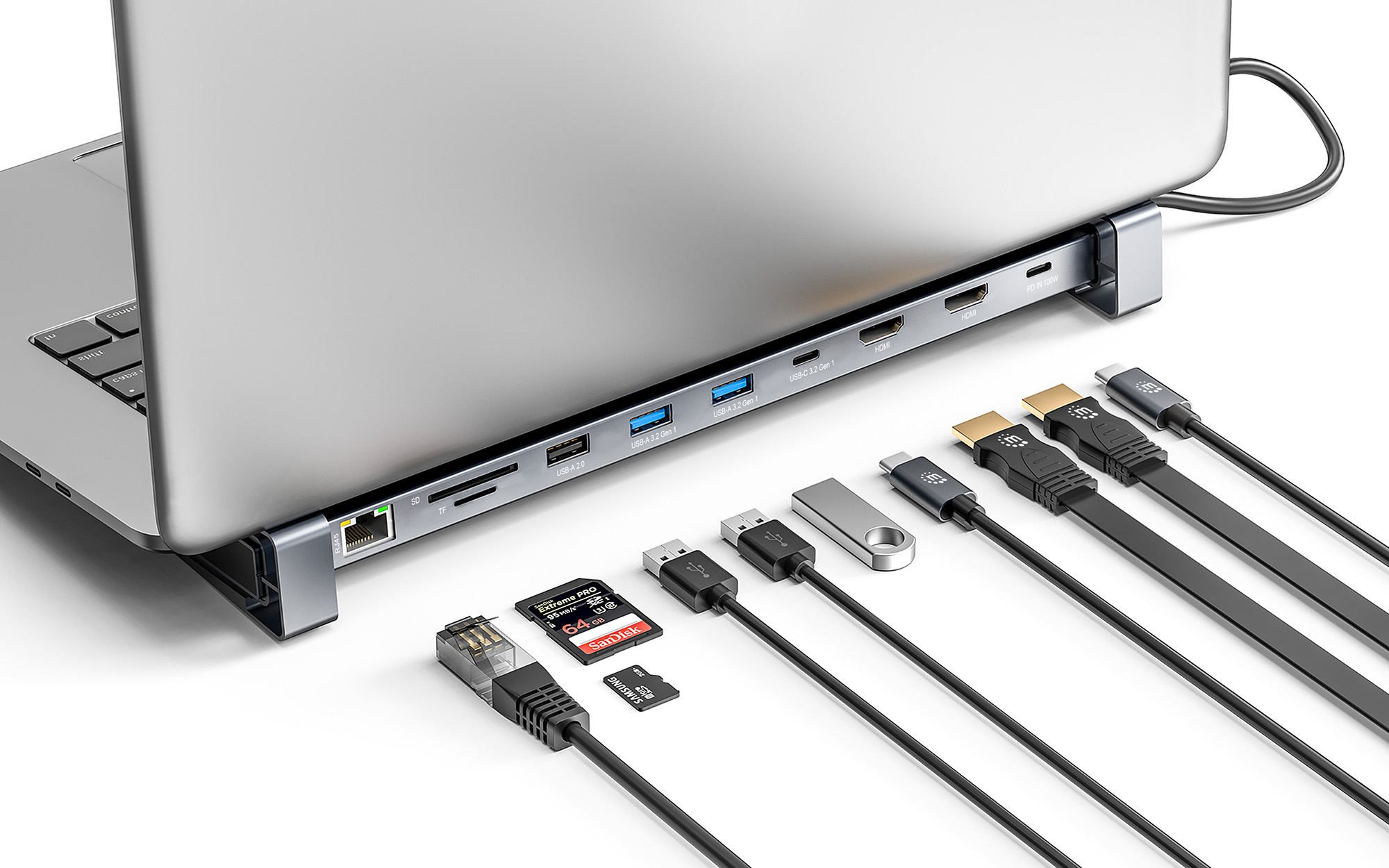 MANHATTAN 10-in-1 4K USB-C PD Dockingstation 2xHDMI