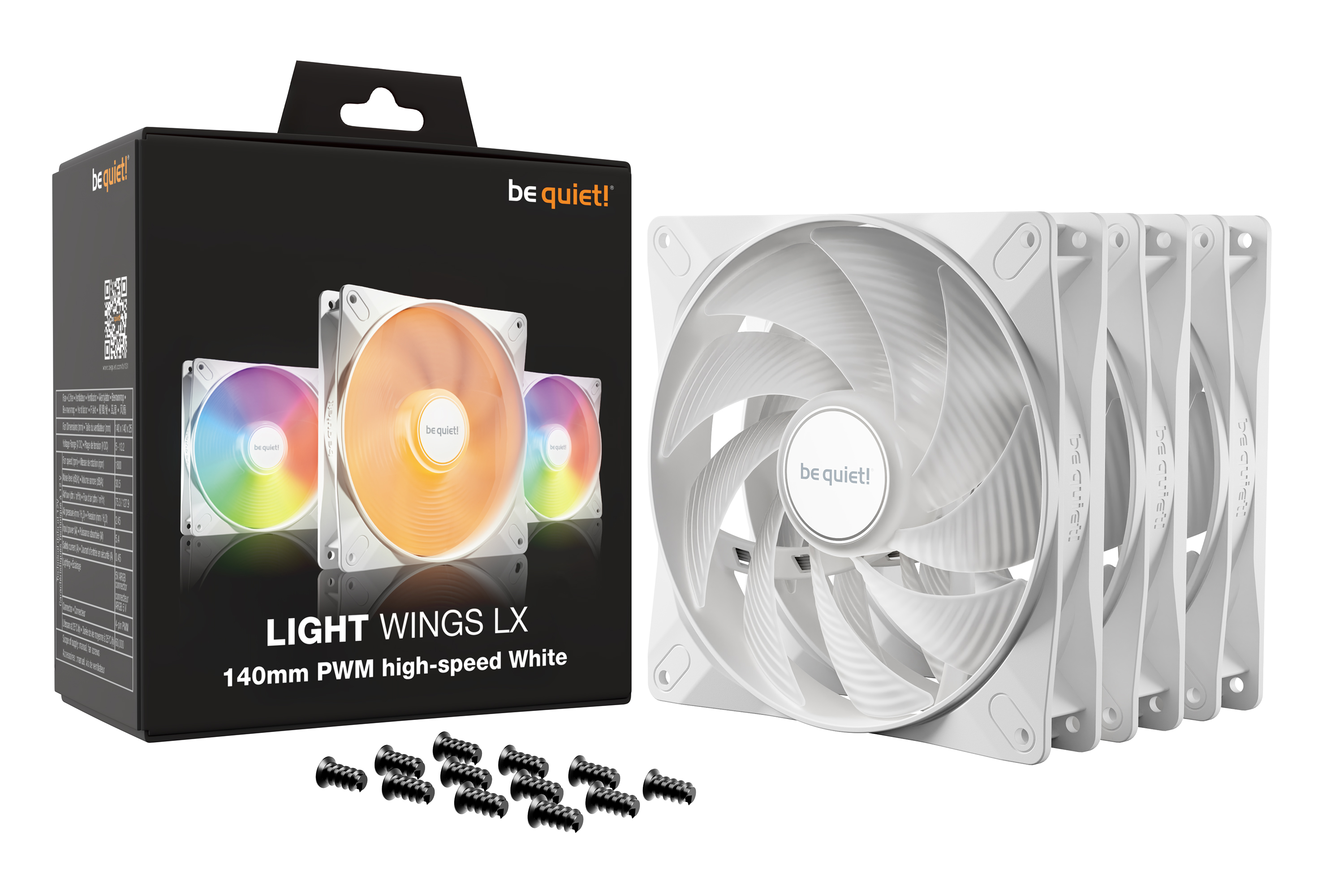 Light Wings LX 140mm PWM high-speed White Triple Pack, Gehäuselüfter