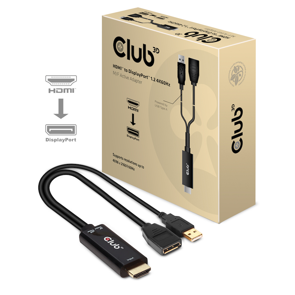 Club3D Adapter HDMI 2.0 > DP 1.2 4K60Hz HDR aktiv St/Bu retail