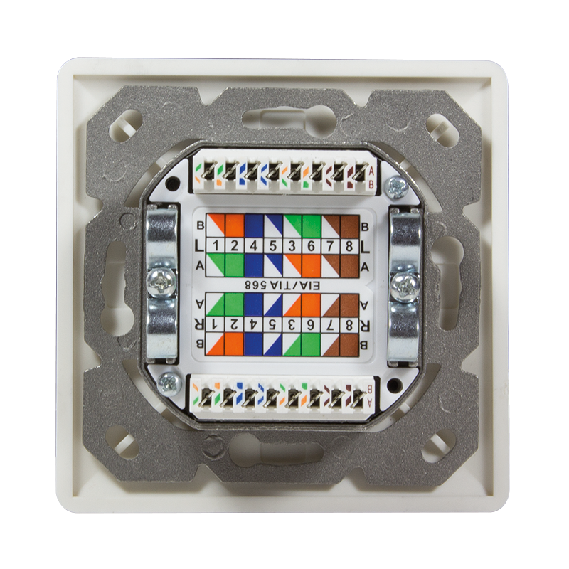 Logilink Cat.6A Anschlussdose, 2x RJ45,weiß, waagerecht