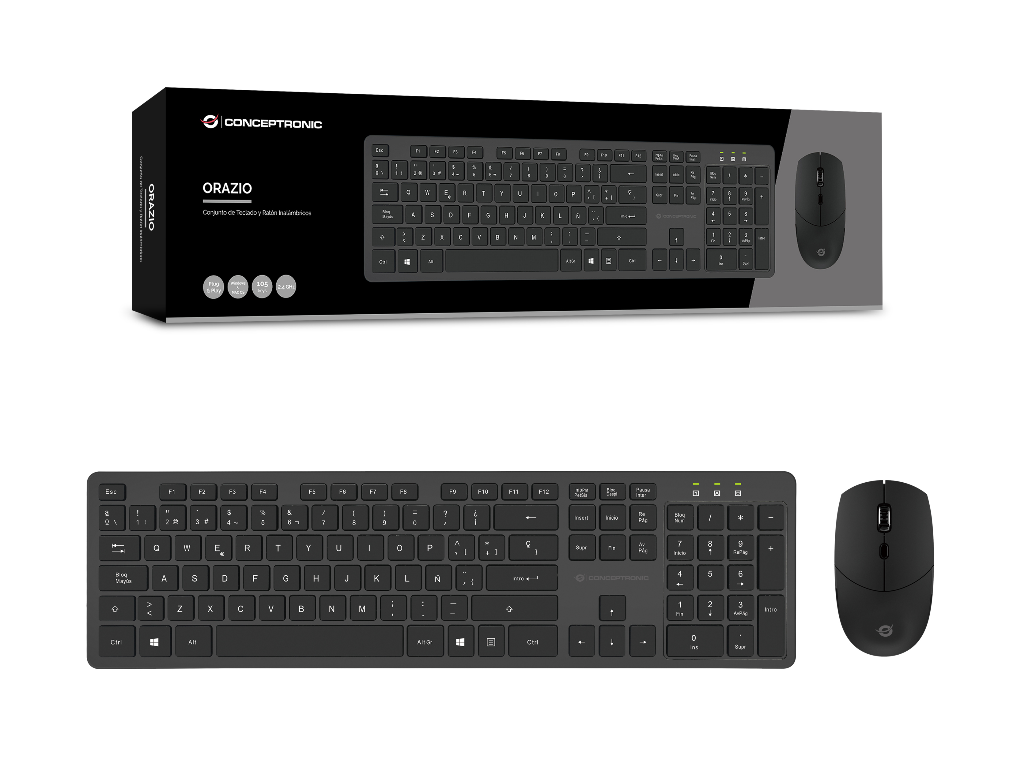 CONCEPTRONIC Wireless Tastatur +Maus Layout ES schwarz