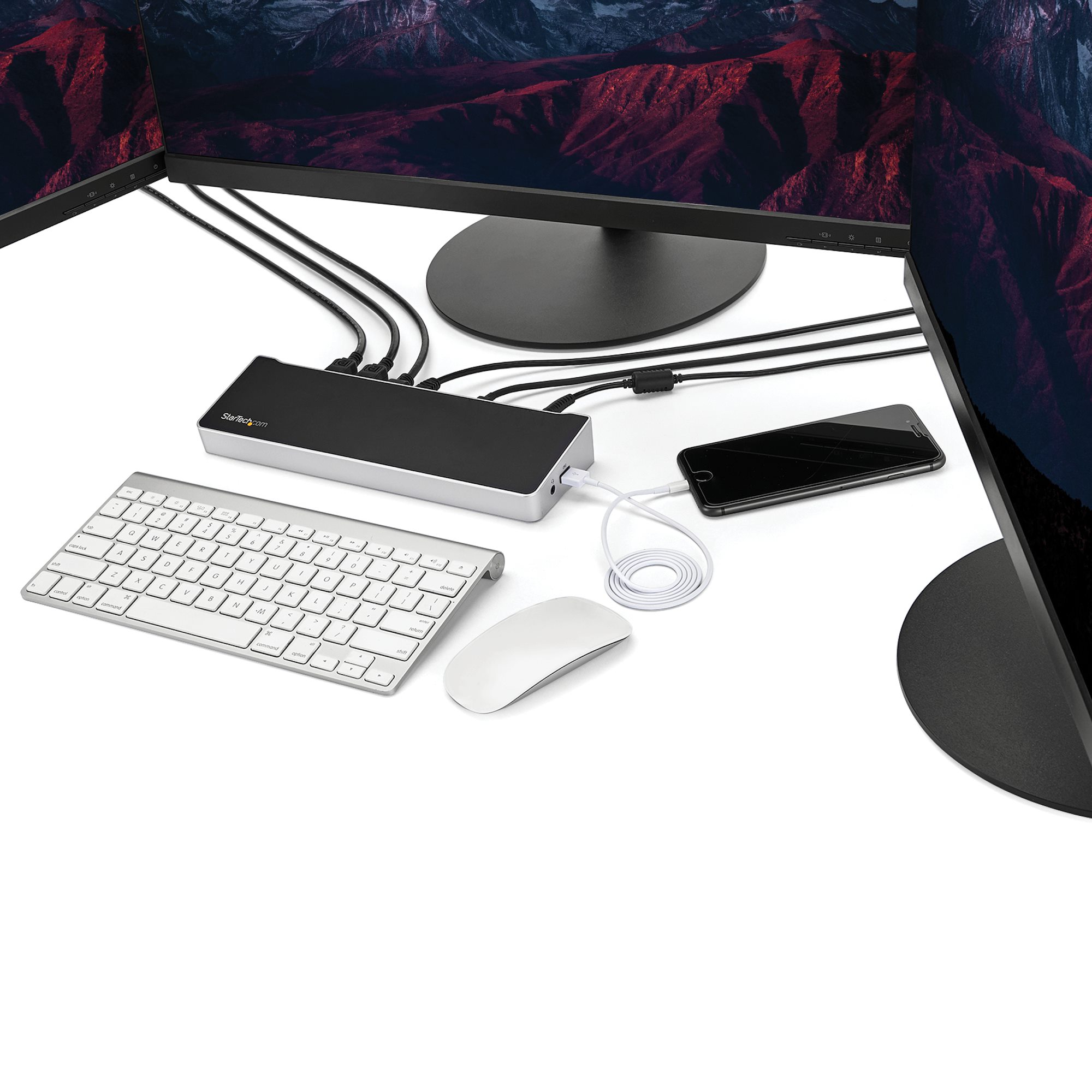 STARTECH.COM USB C Dock - Triple 4K - Mac Windows & Chrome OS - 100W PD - USB C to 2x DP - USB C to HDMI / GbE - 5x USB 3.0