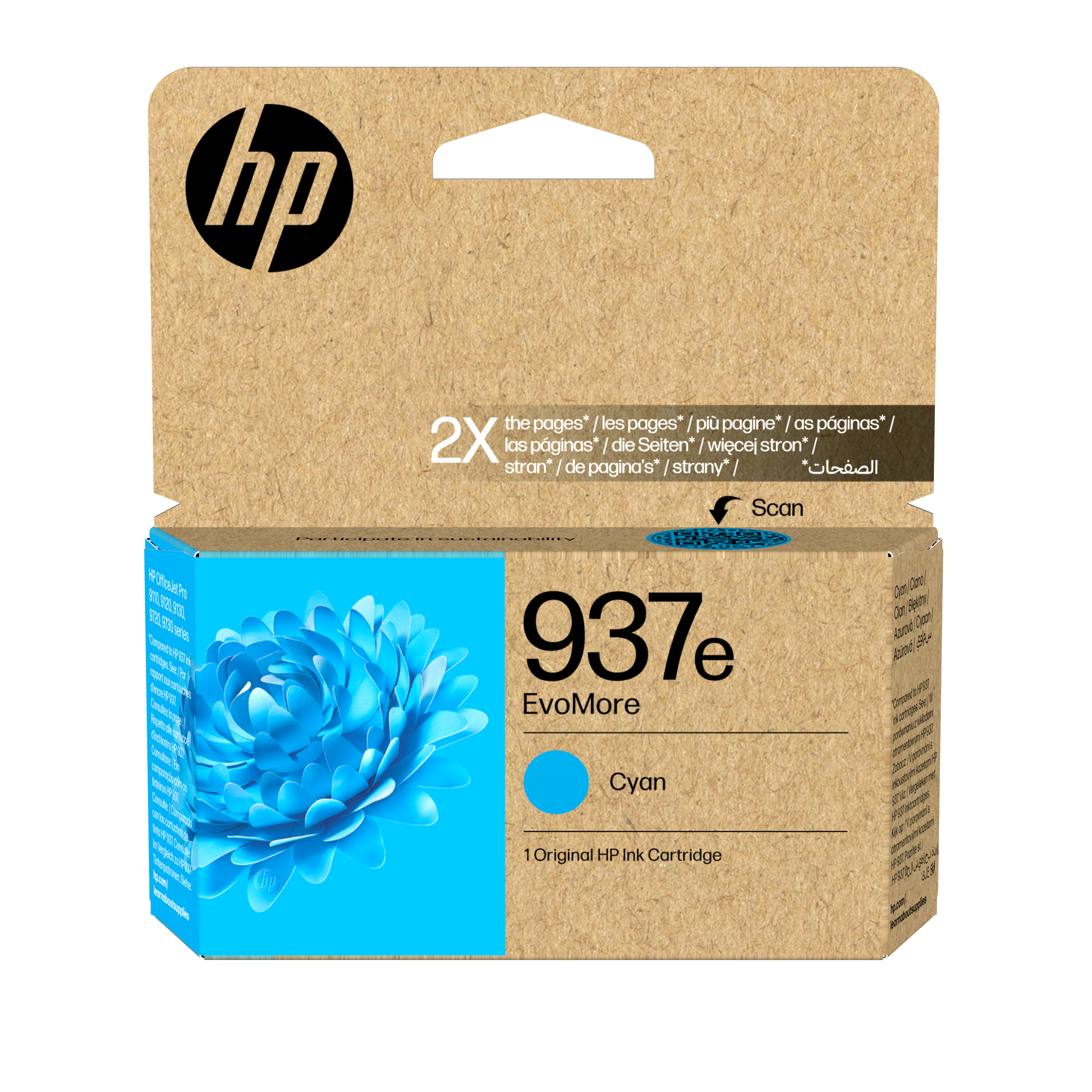 HP 937e EvoMore Cyan Original Ink Cartridge