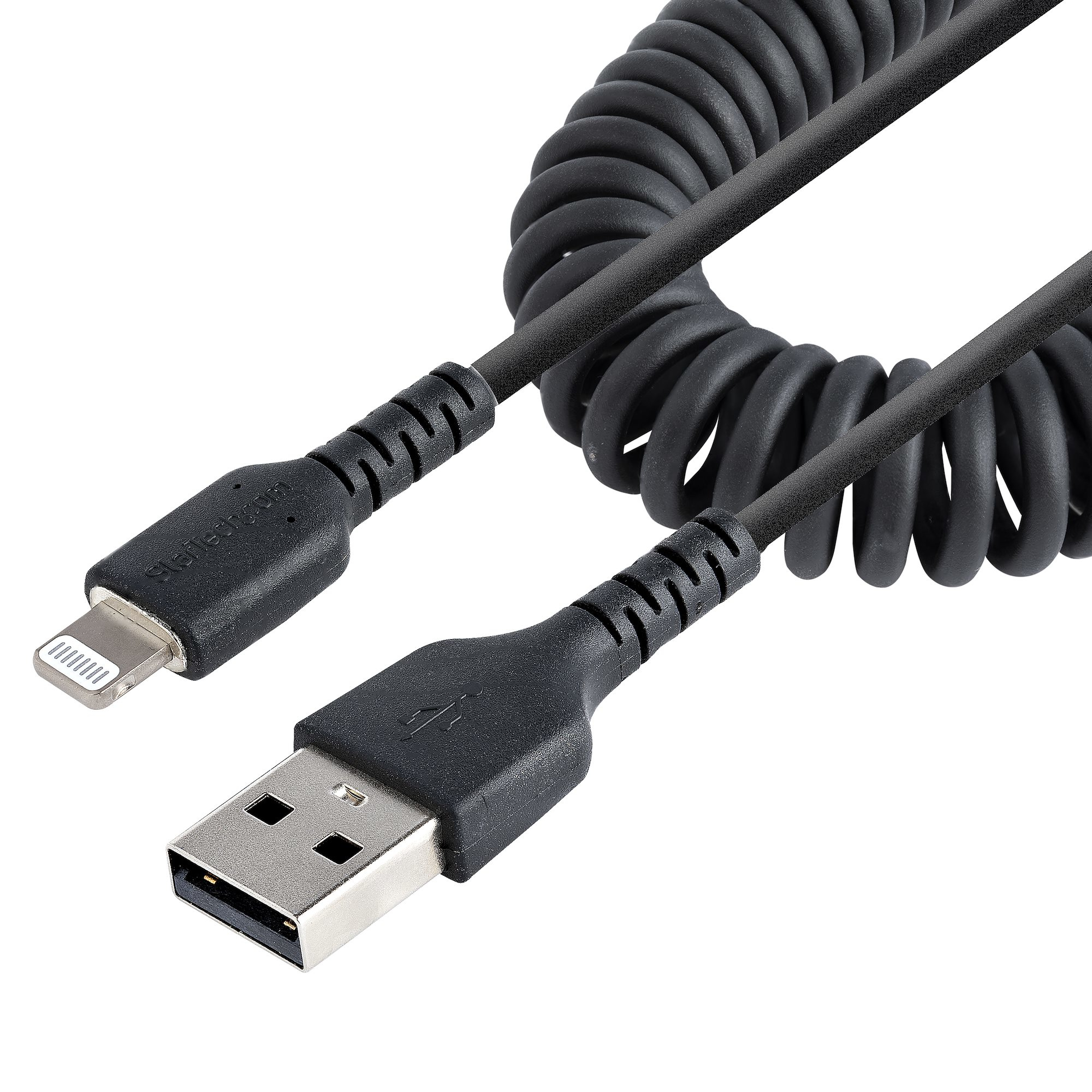 USB TO LIGHTNING CABLE - 1M (3.3FT) COILED CABLE BLACK