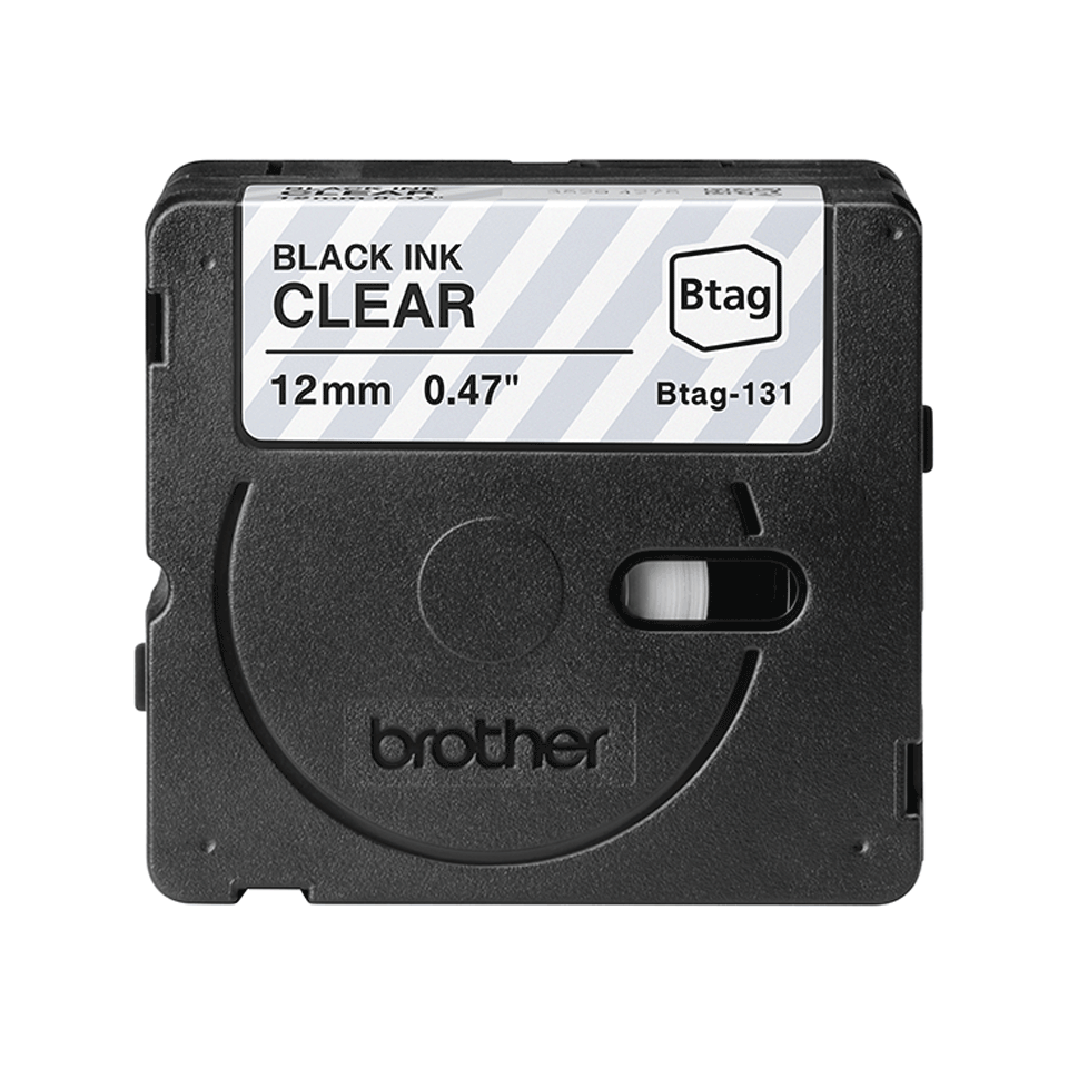 brother Schriftband Btag BTAG131, 12 mm, schwarz auf transparent, 1 St.