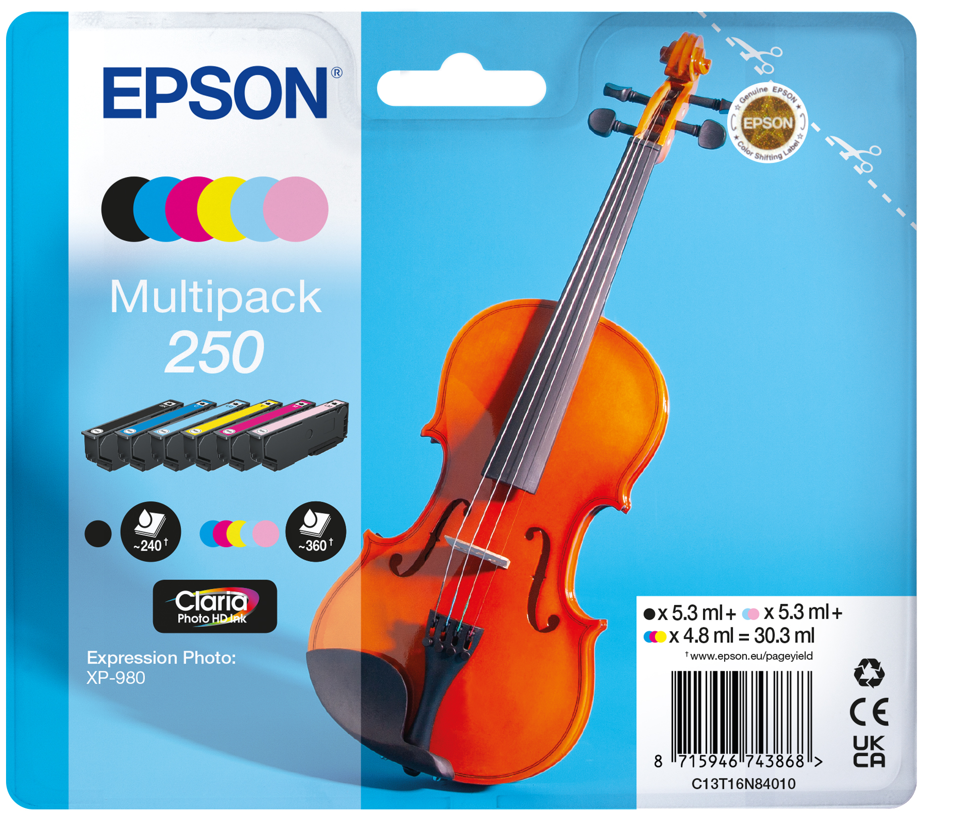 EPSON 250 (Violine) mehrfarbig Druckerpatronen, 6er-Set
