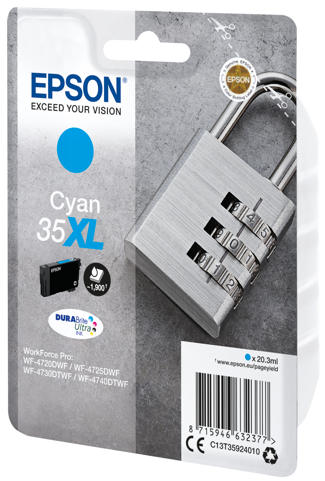 EPSON 35XL / T3592 XL (Vorhängeschloss) cyan Druckerpatrone