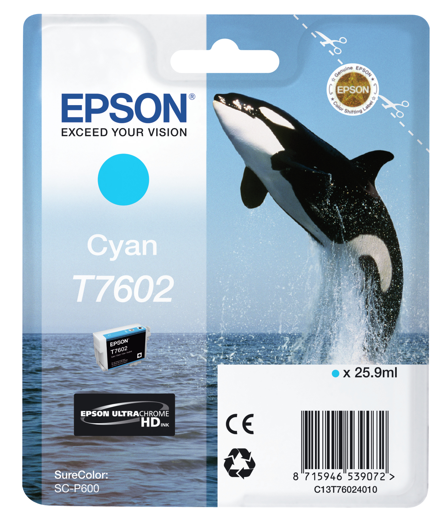 EPSON T7602 (Schwertwal) cyan Druckerpatrone