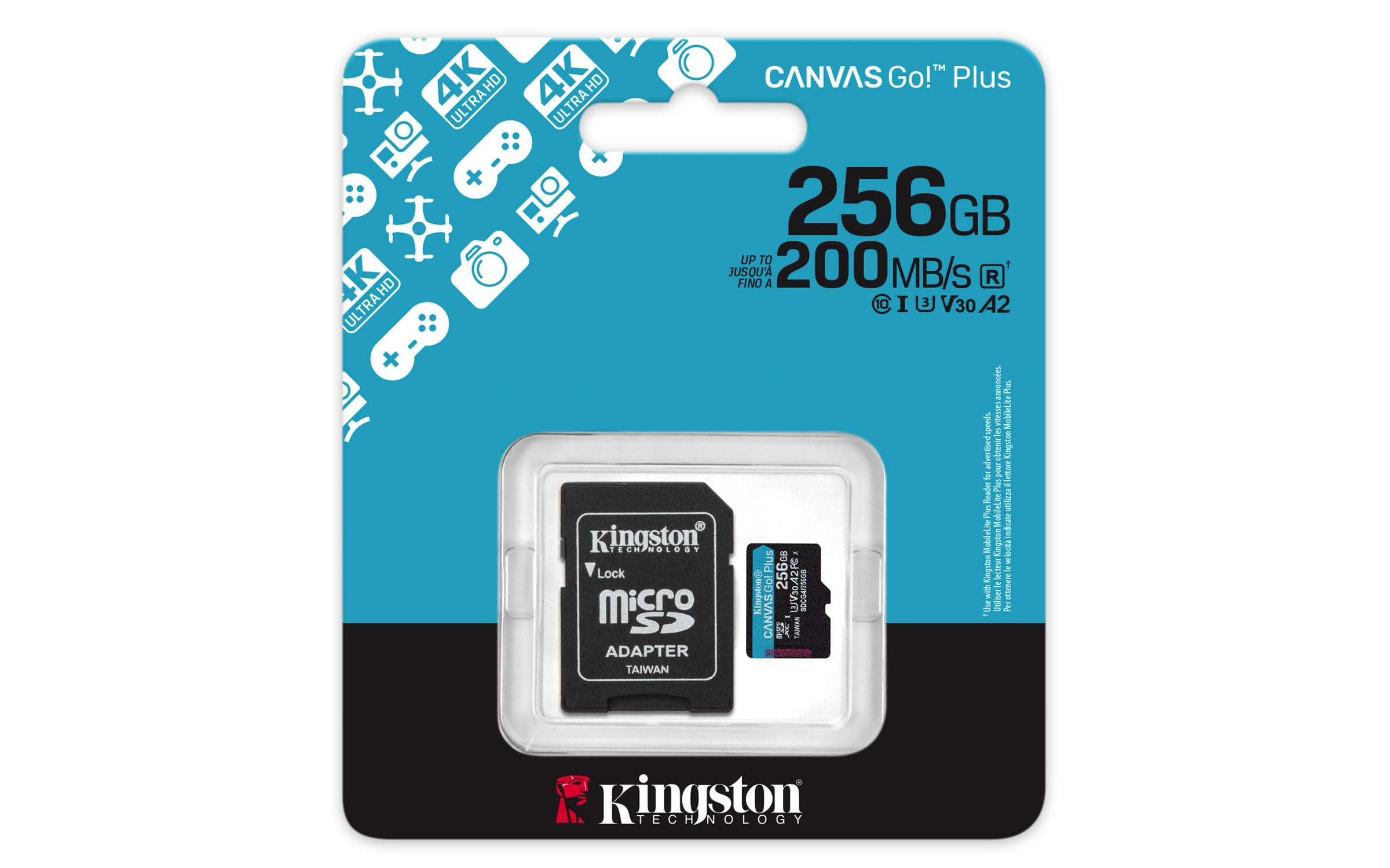 SD MicroSD Card 256GB Kingston SDXC Canvas Go Plus retail