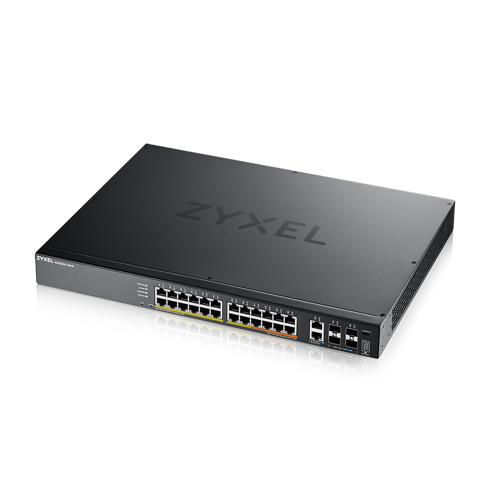 ZYXEL XGS2220-30HP L3 Access Switch 400W PoE 16xPoE+/10xPoE++ 24x1G RJ45 2x10mG RJ45 4x10G SFP+ Uplink incl. 1Year NebulaFlex Pro