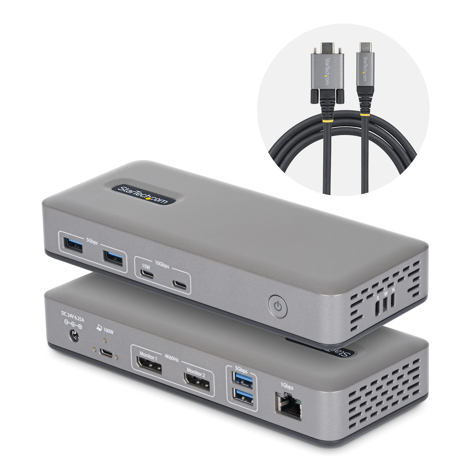 STARTECH.COM USB-C Dockingstation Dual 4K 60Hz DisplayPort MST Dock 100W Power Delivery Laptop-Ladung 1GbE treiberlos Windows