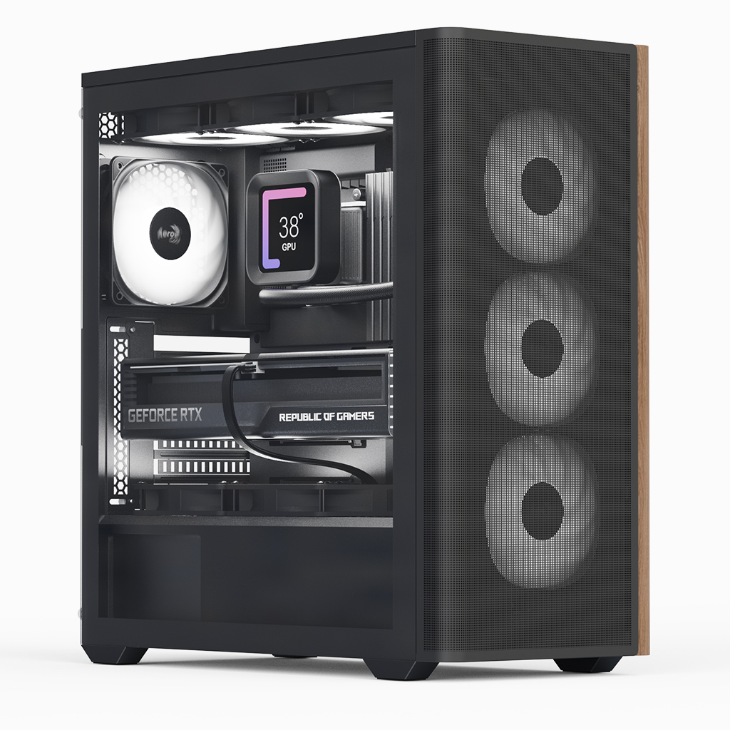 AeroCool Geh Midi D501A-G-WT-V2 (W/Wood/ATX)