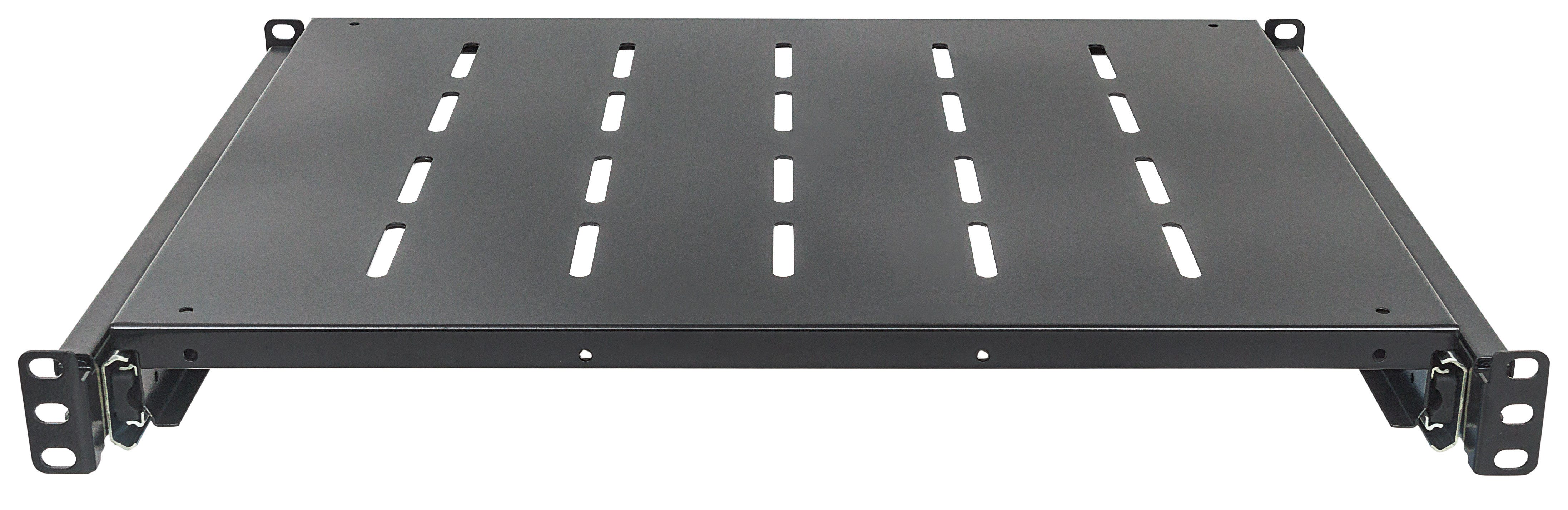 INTELLINET 48,3cm 19 Zoll Fachboden ausziehbar 1 HE 600mm tief 350mm Ablageflaeche schwarz