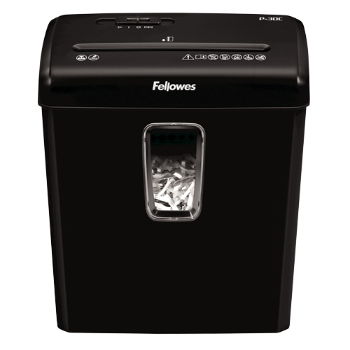 Fellowes Powershred P-30C Aktenvernichter mit Partikelschnitt P-4, 4 x 34 mm, bis 6 Blatt, schwarz