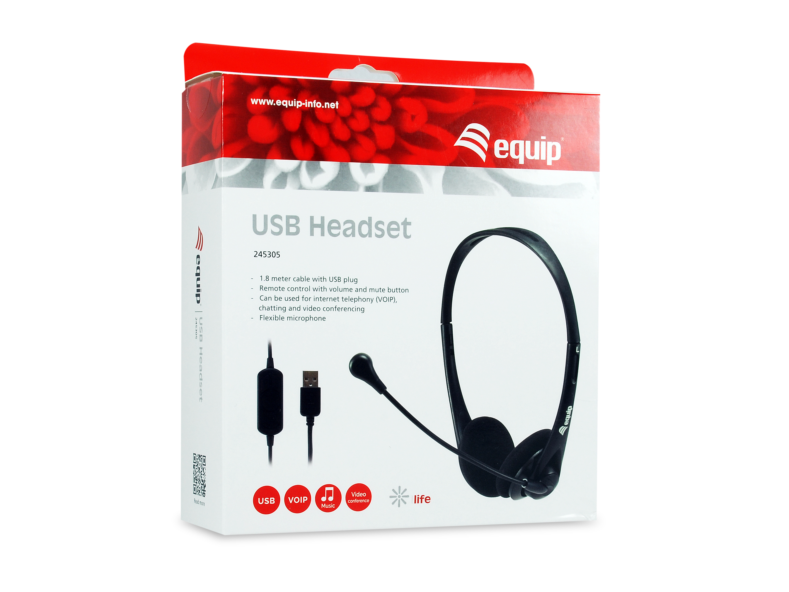 Equip Stereo-Headset Wired mit Mikro USB-A 1.80m schwarz