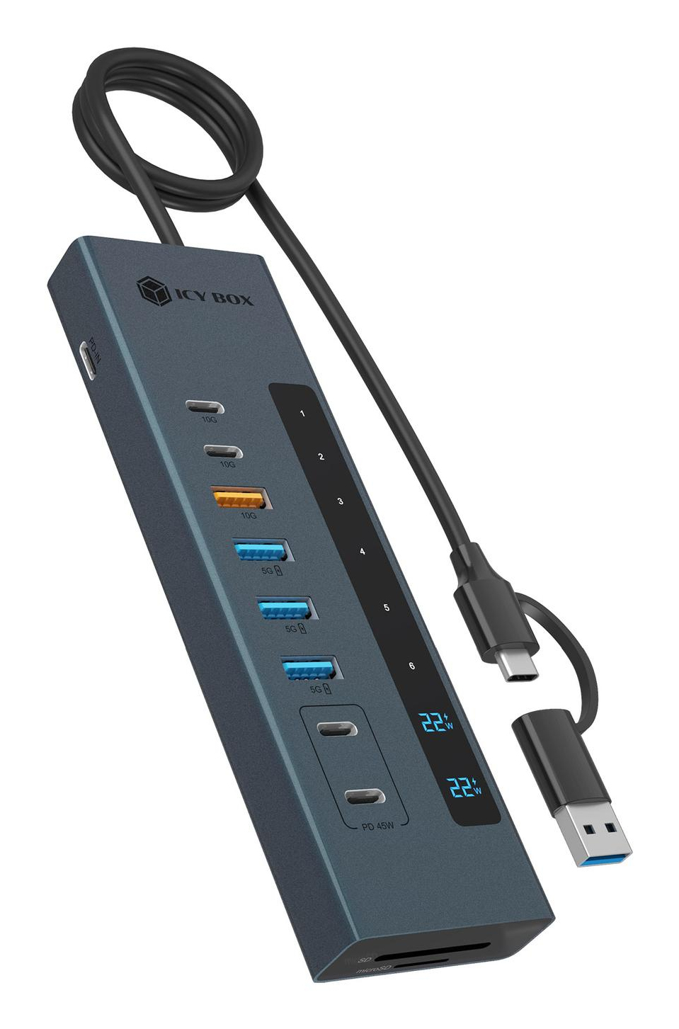 Hub 11-in-1 Hub IcyBox USB 3.2 mit Type-C & Kartenleser
