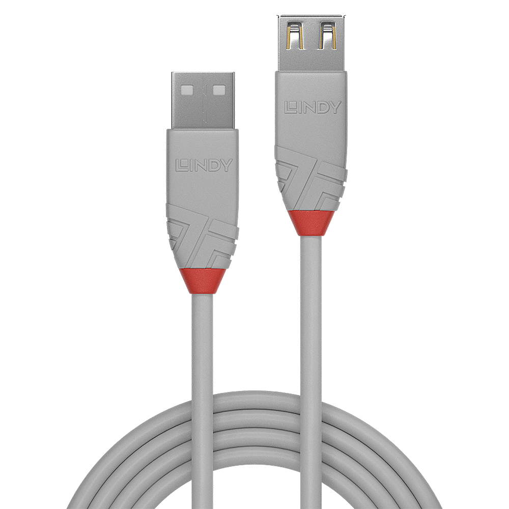 1M USB 2.0 TYP A GRAU VERLNGERUNGSKABEL ANTHRA LINE