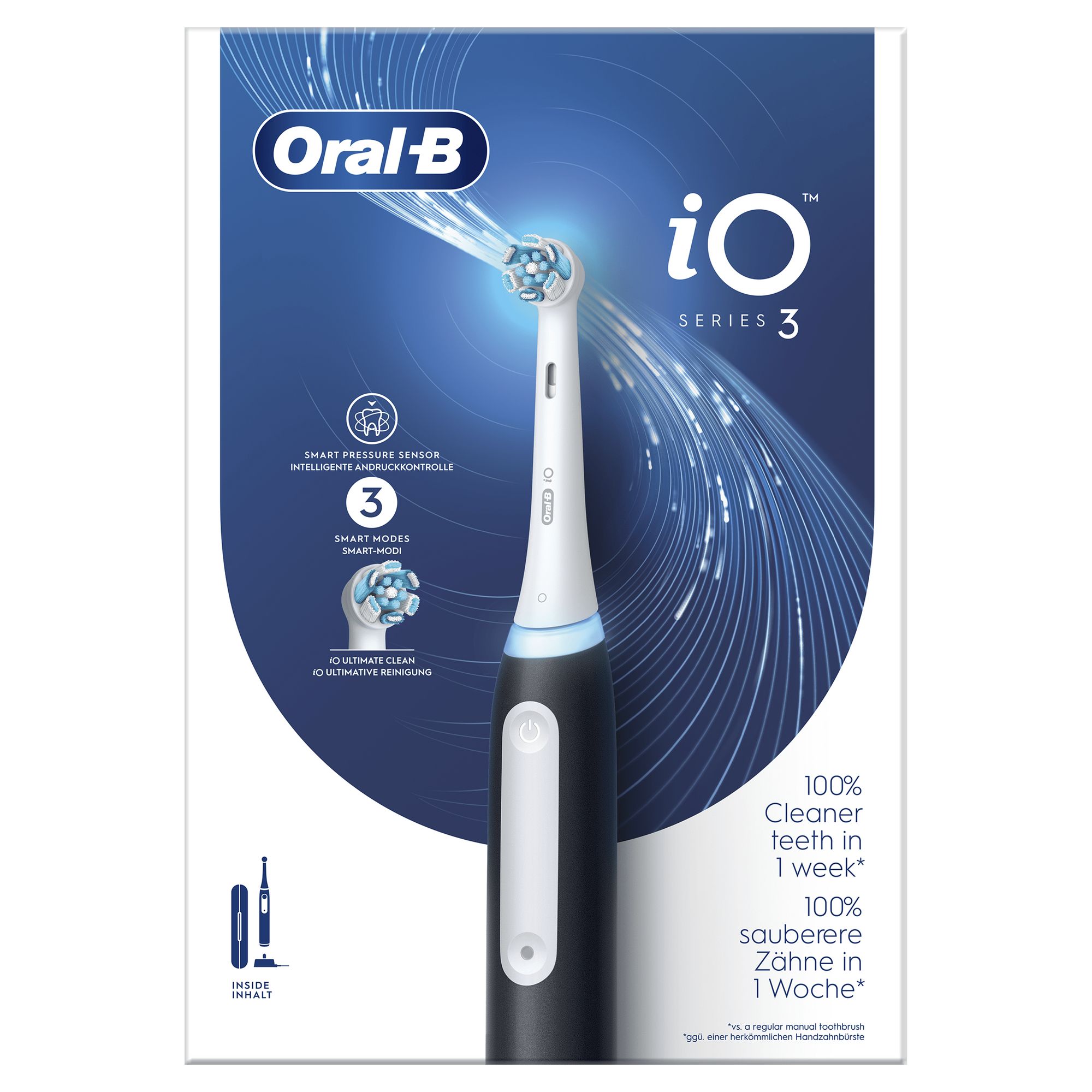 Braun Oral-B iO Series 3 Matt Black Elektrische Zahnbürste mit Reiseetui