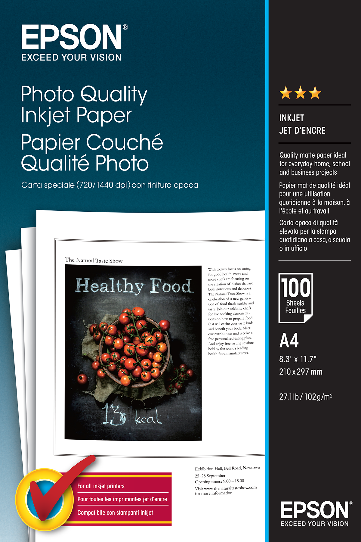 Epson Photo Quality Ink Jet Paper Matt DIN A4 102 g/qm 100 Blatt