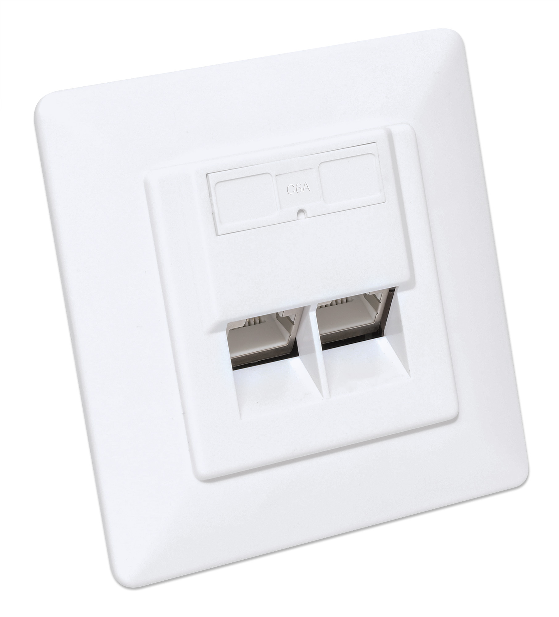 INTELLINET 2-Port Cat6a 10G RJ45-Unterputzdose STP weiß