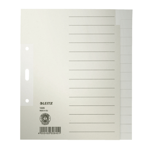 LEITZ Ordnerregister 1225 DIN A5 Vollformat blanko grau 15-teilig, 1 St.