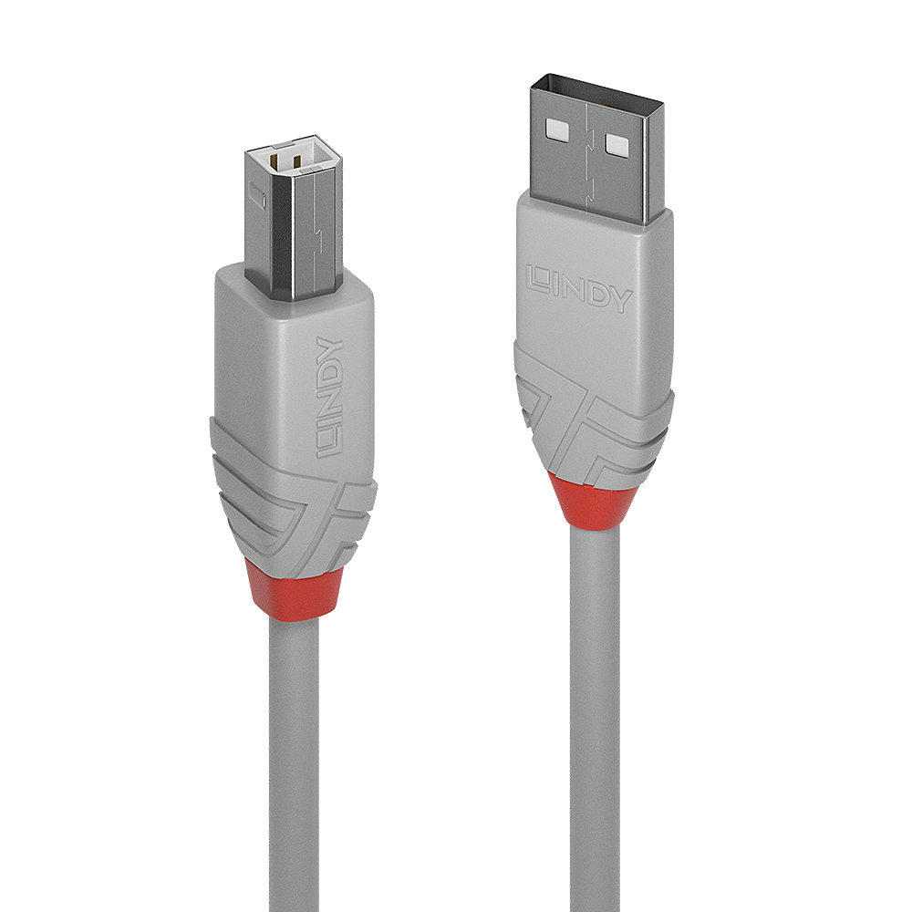 1M USB 2.0 TYP A AN B KABEL ANTHRA LINE GRAU