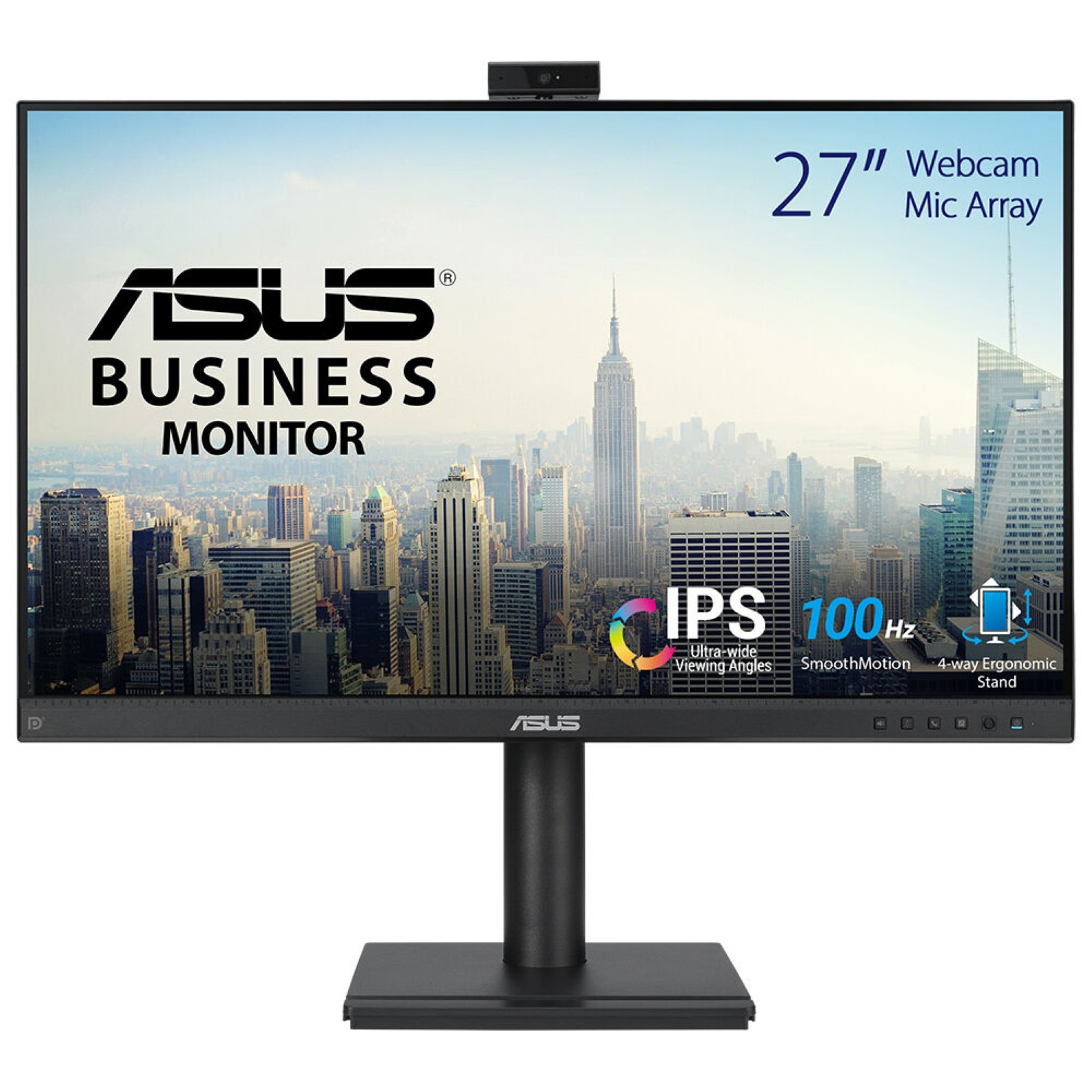 ASUS BE279QFK Video Conferencing Monitor 68,58cm 27Zoll IPS WLED FHD 16:9 100Hz 250cd/m2 5ms HDMI DP D-Sub 2.0M Camera Black