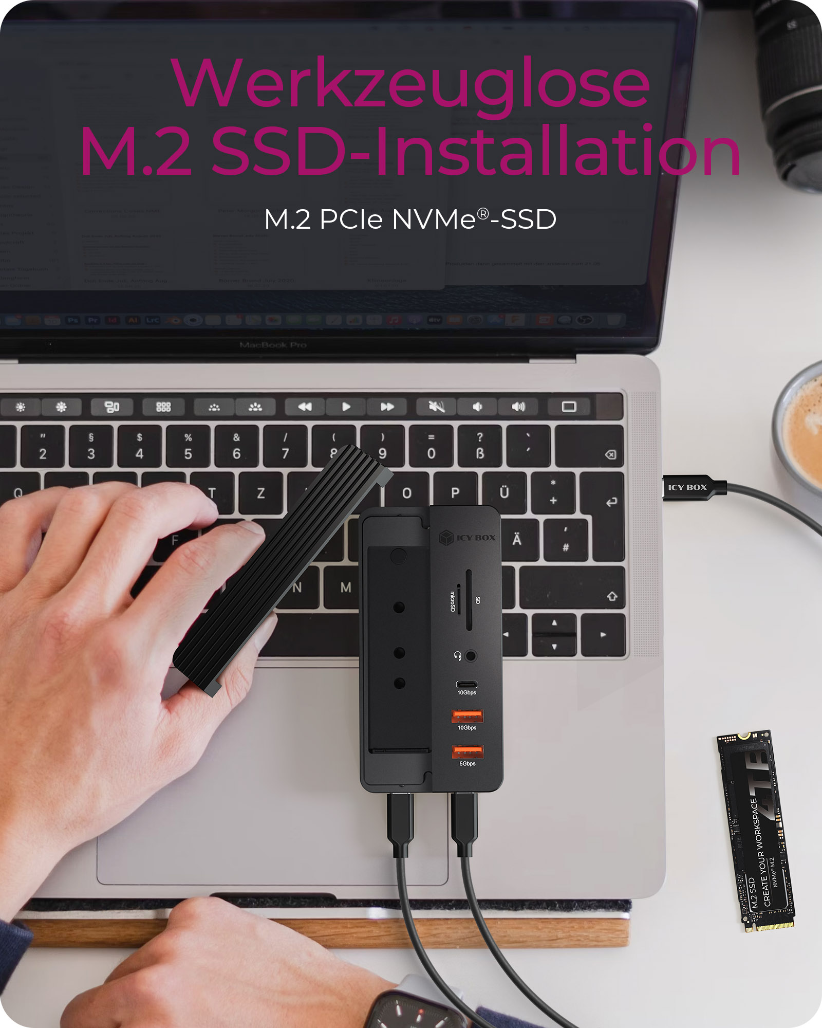 Dockingstation IcyBox 10 in 1 Slot f. M.2 NVME SSD