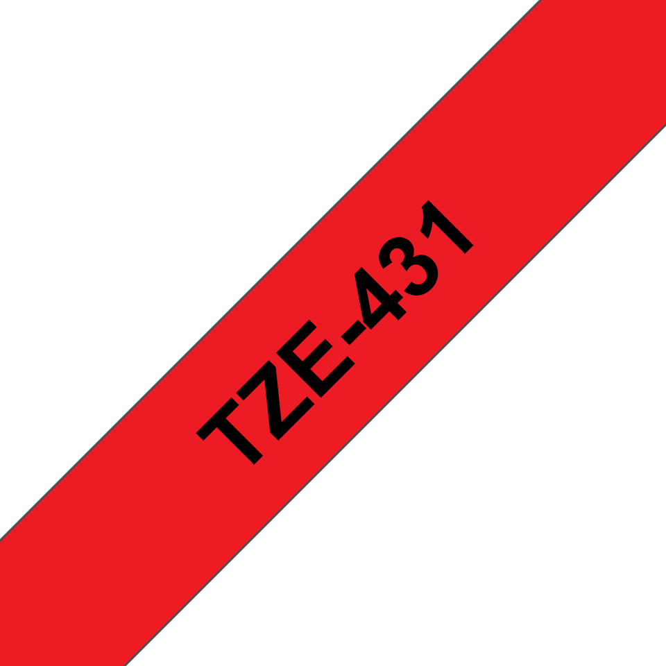TZE-431 LAMINATED TAPE 12MM 8M BLACK ON RED