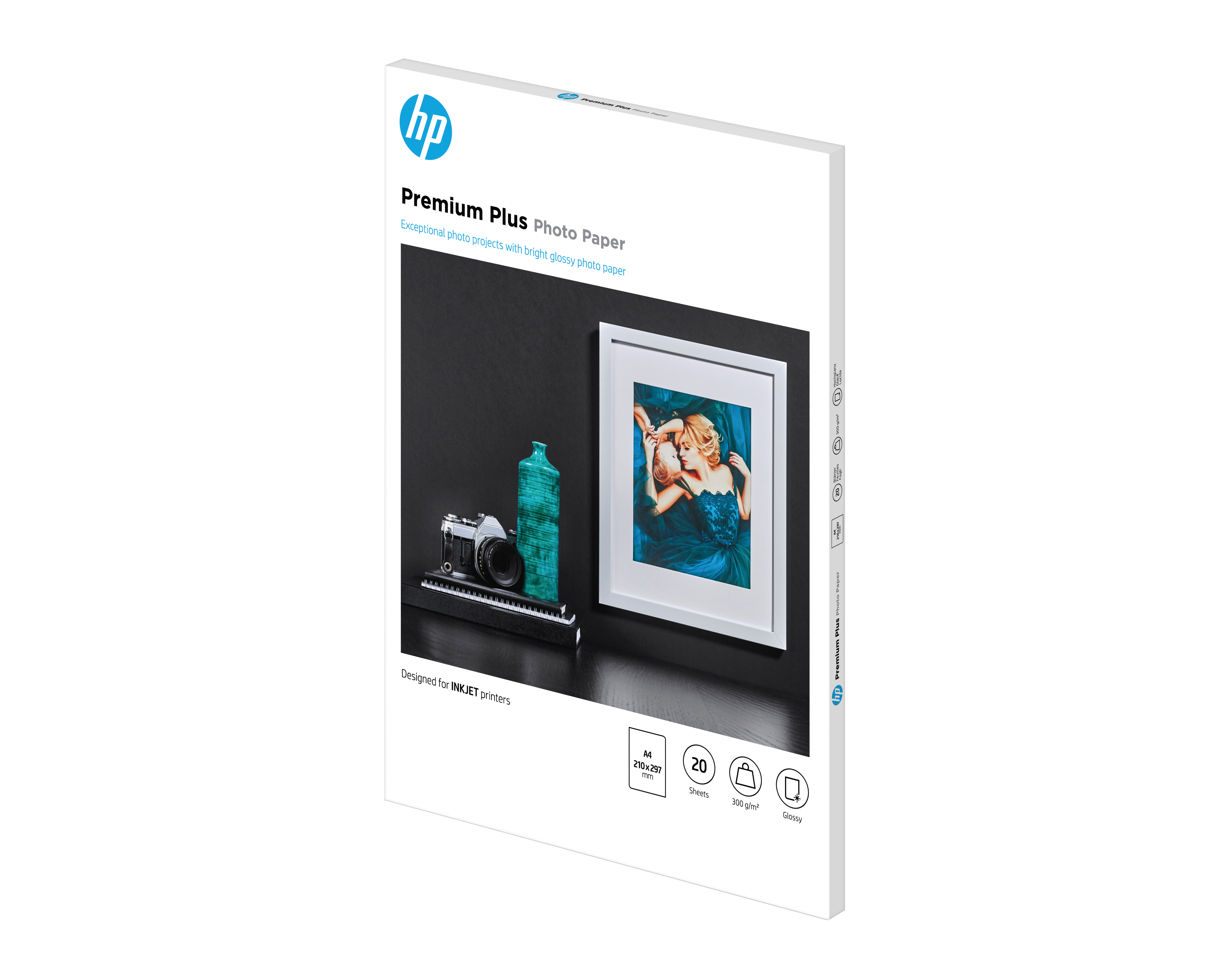 HP CR672A Premium Plus glänzend Foto Papier weiss 300g/m2 A4 20 Blatt 1er-Pack