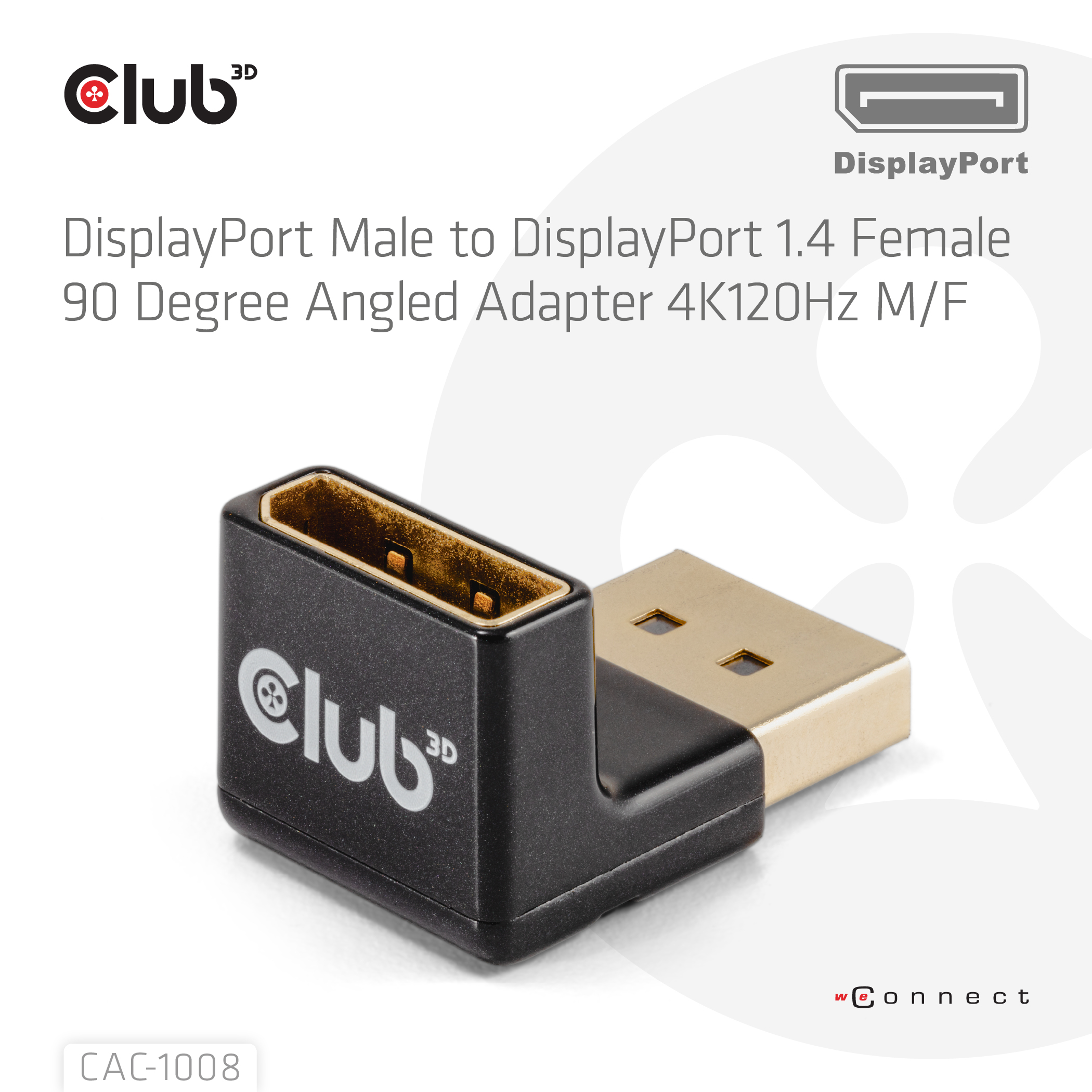 Club3D Adapter DP > DP 1.4 90° abgewinkelt 4K@120Hz St/Bu retail
