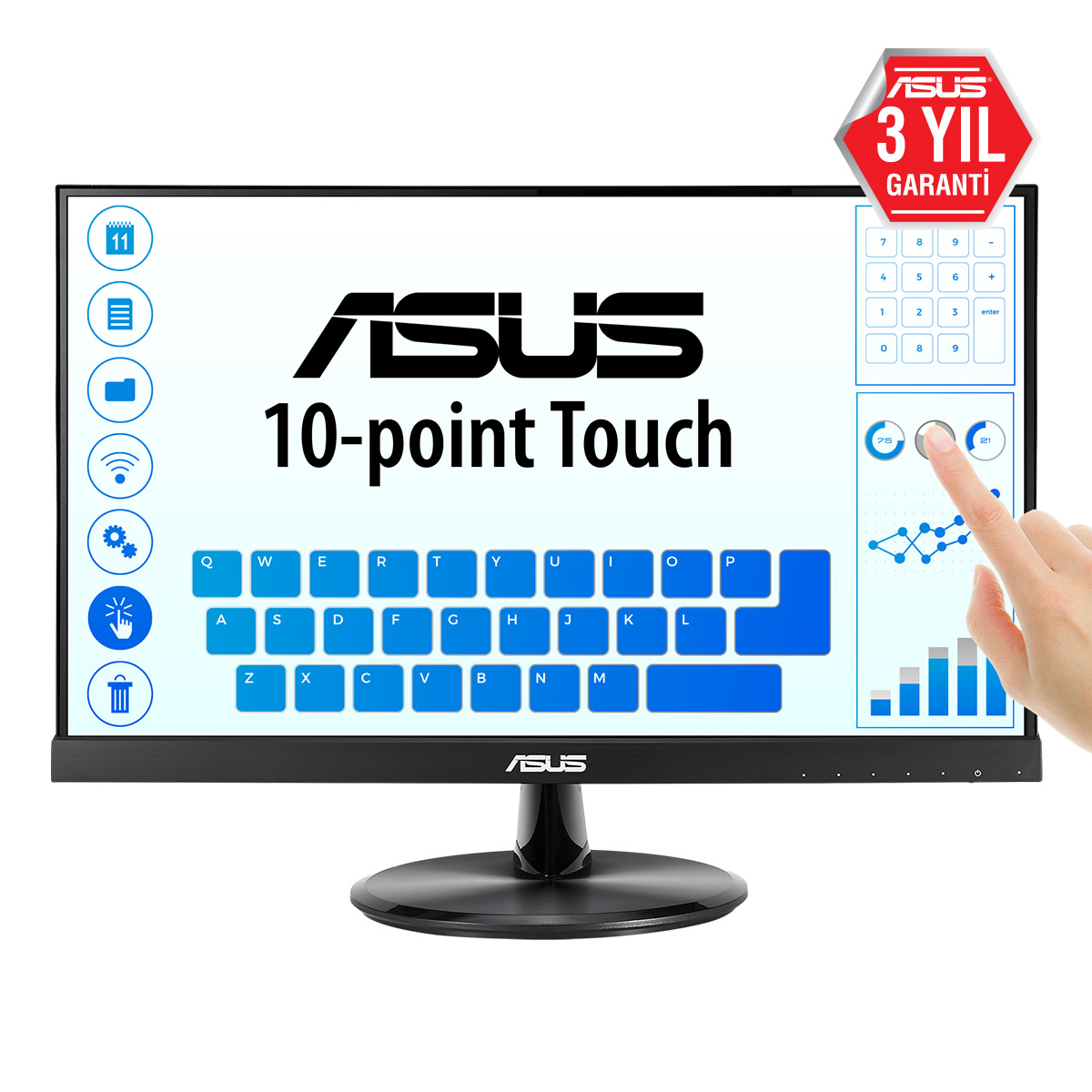 ASUS VT229H 54,61cm 21,5Zoll FHD 1920x1080 IPS 60Hz 16:9 Touch Monitor flicker free Blue light filter HDMI D-Sub Vesa 100x100