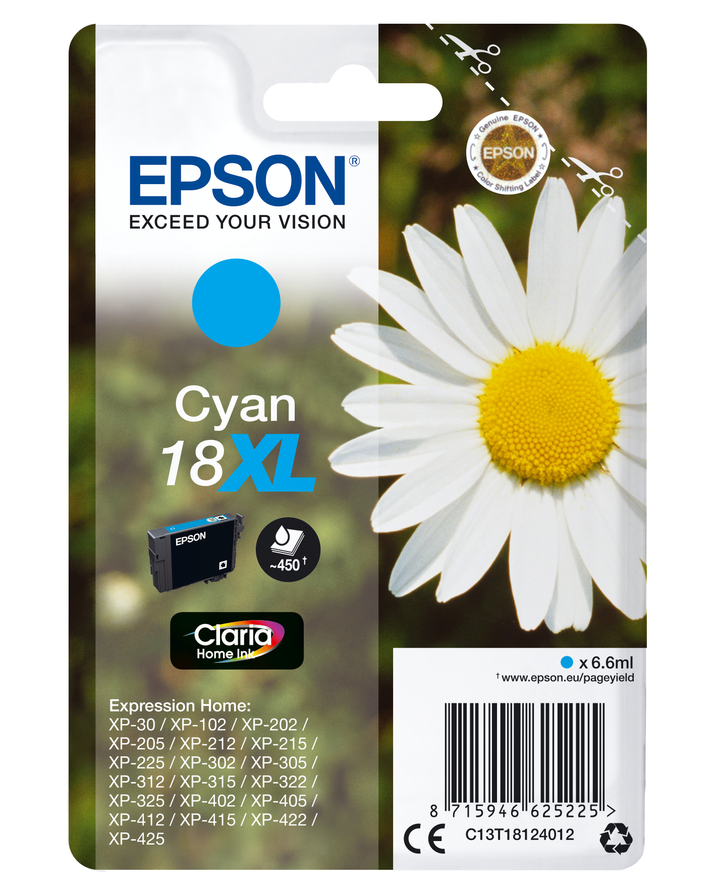 EPSON 18XL / T1812XL (Gänseblümchen) cyan Druckerpatrone