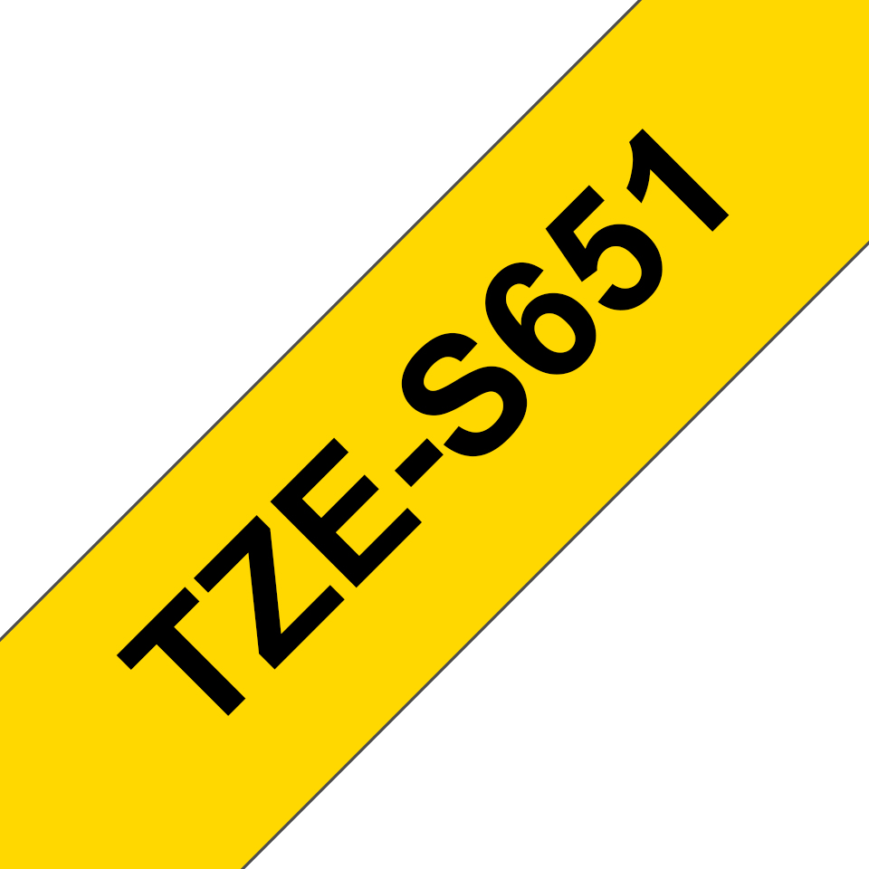 TZE-S651 LAMINATED TAPE 24MM 8M BLACK ON YELLOW EXTRA-STRONG
