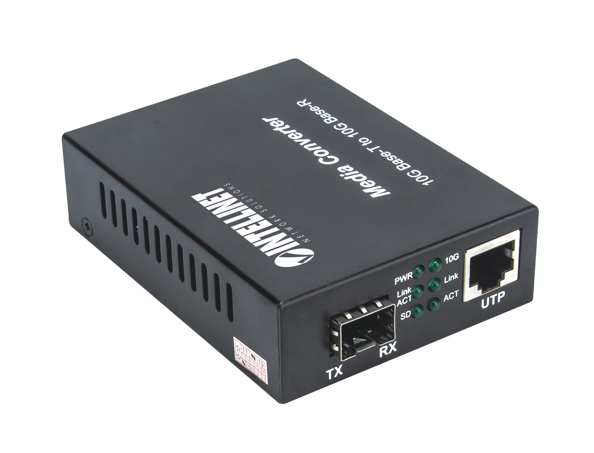 INTELLINET Medienkonverter 10GB SFP+ 1Port und 1 Port 10 GB RJ45 100m max Reichweite inkl. Netzteil