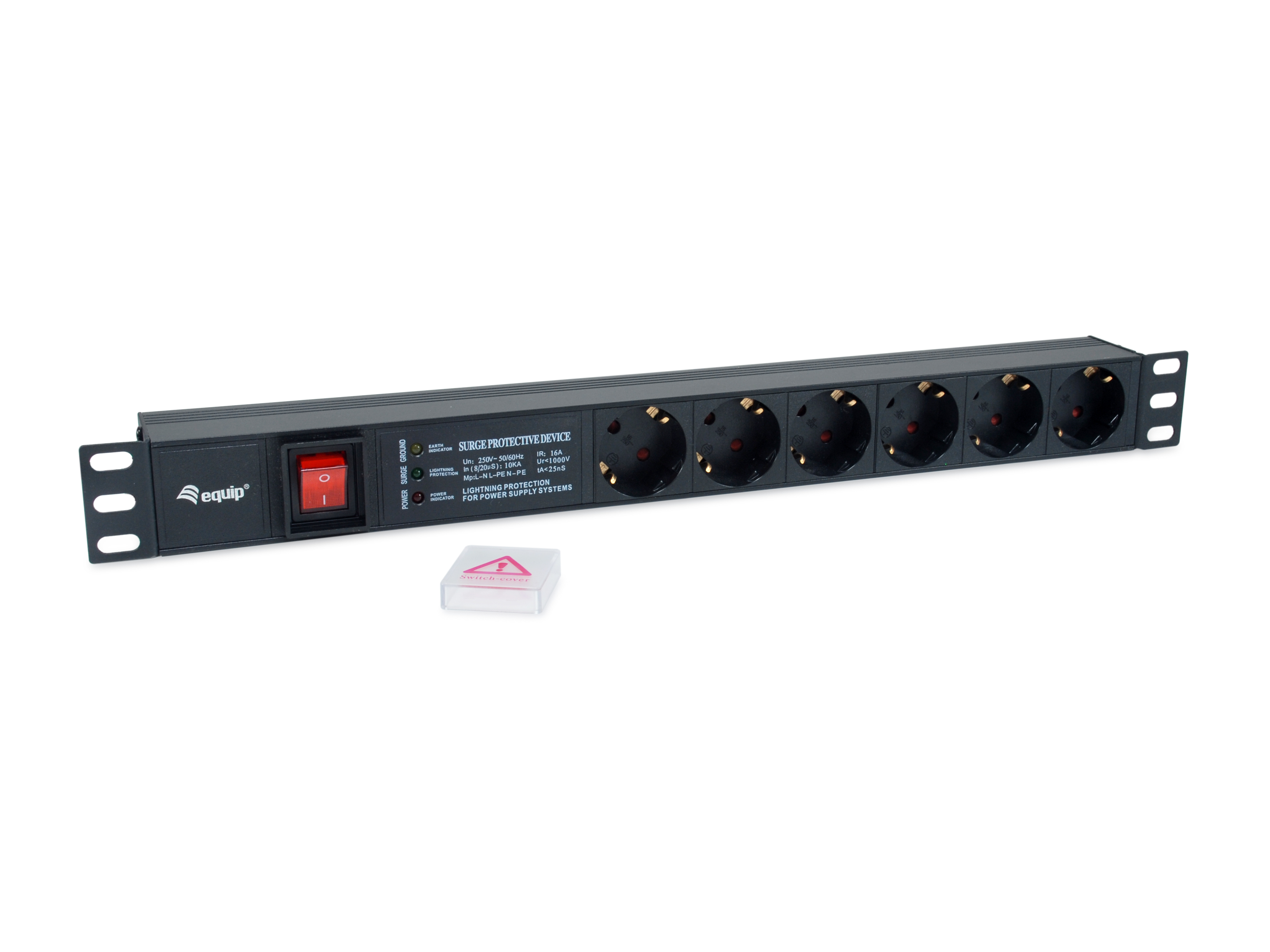 Equip 19 Steckdosenleiste 6xSchuko+Switch->St.90°ÜSS NF Alu