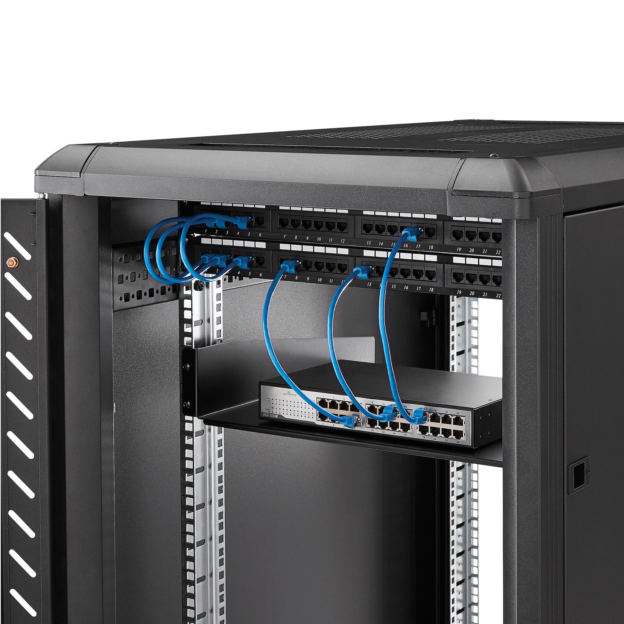 STARTECH.COM 2HE 19 Zoll Fachboden für Serverschrank bis 20 Kg belastbar aus Stahlblech - Schwarz